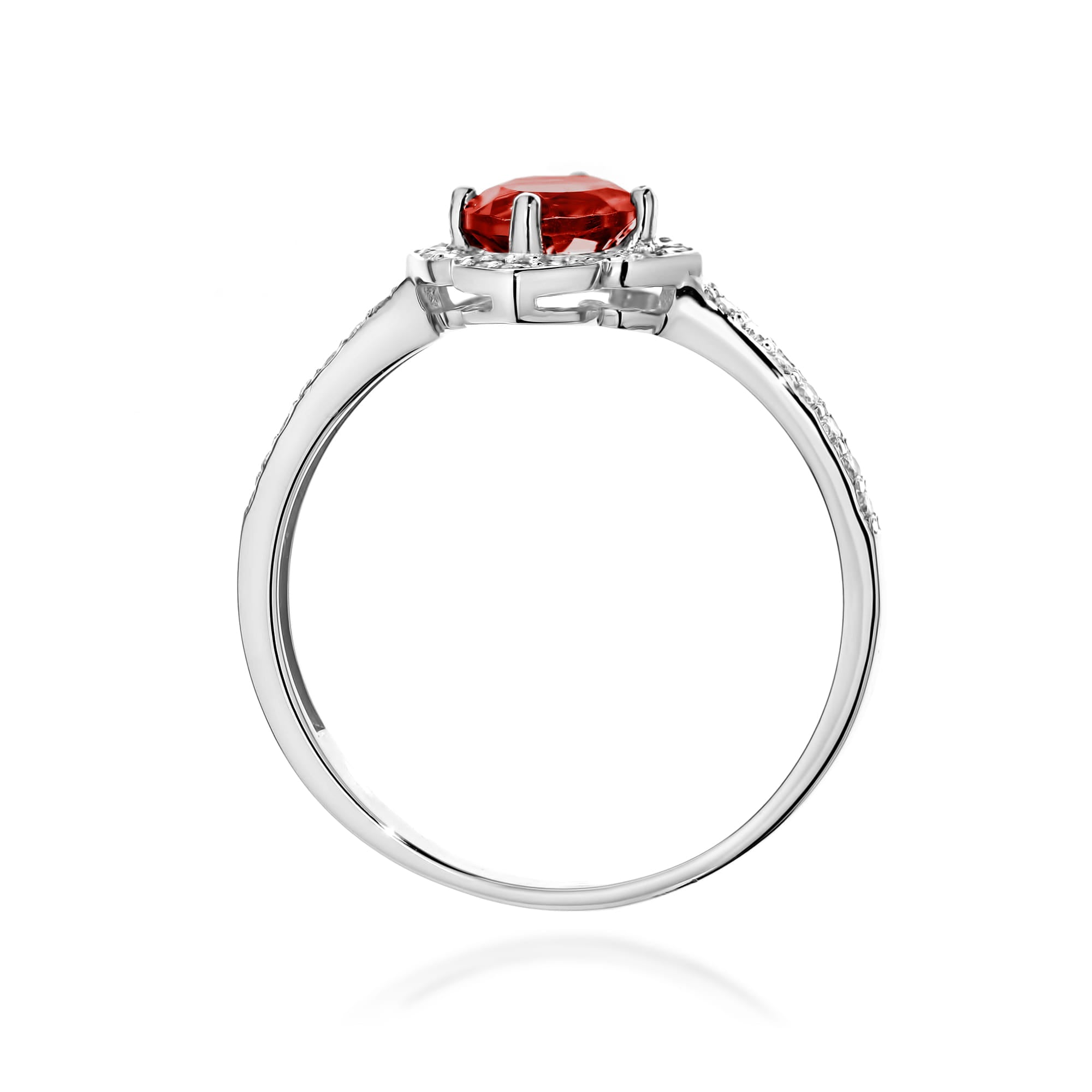 Inel Aur 9K cu Granat 0.60 ct si Diamante Naturale 0.13 ct