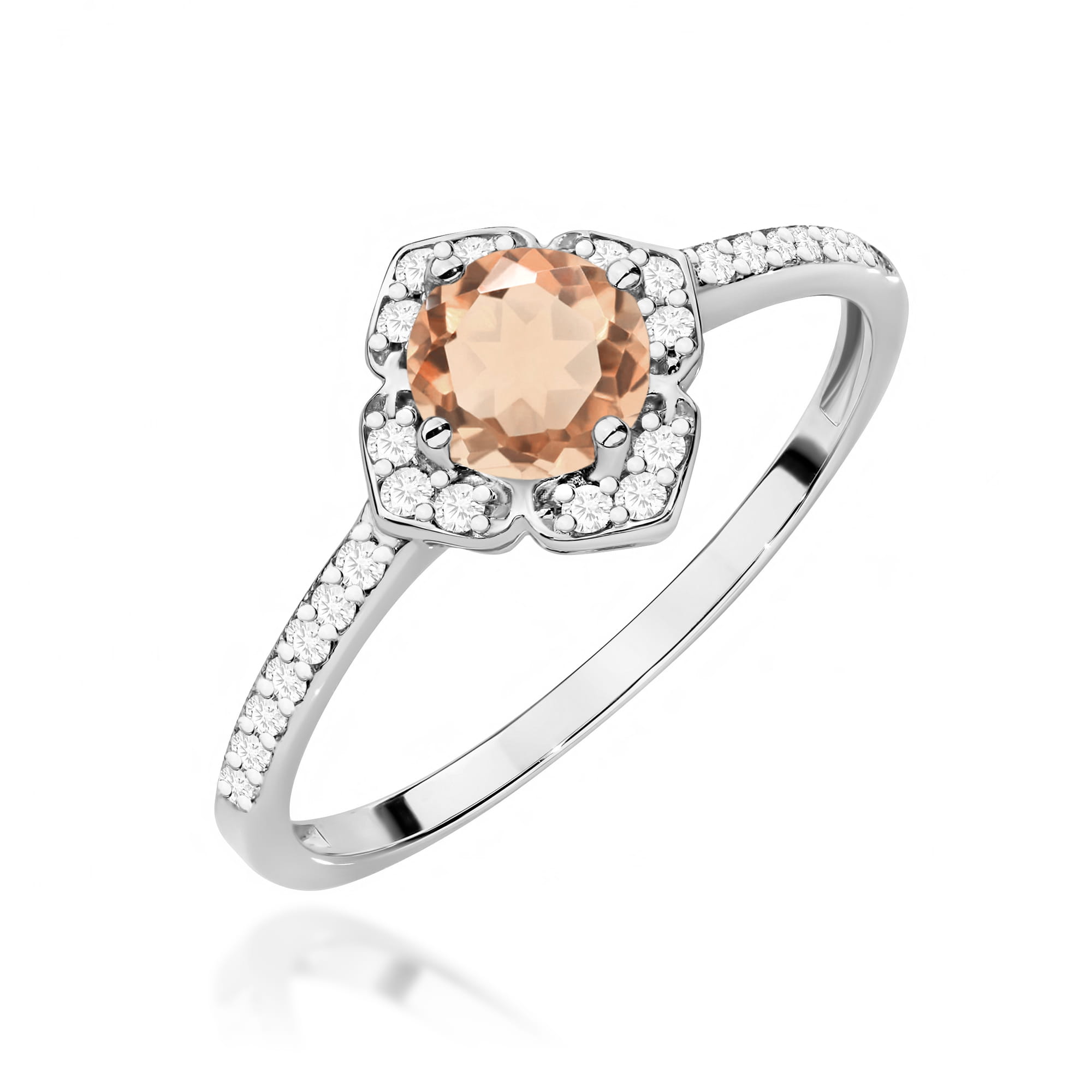 Inel Aur 9K cu Morganit 0.40 ct si Diamante Naturale 0.13 ct