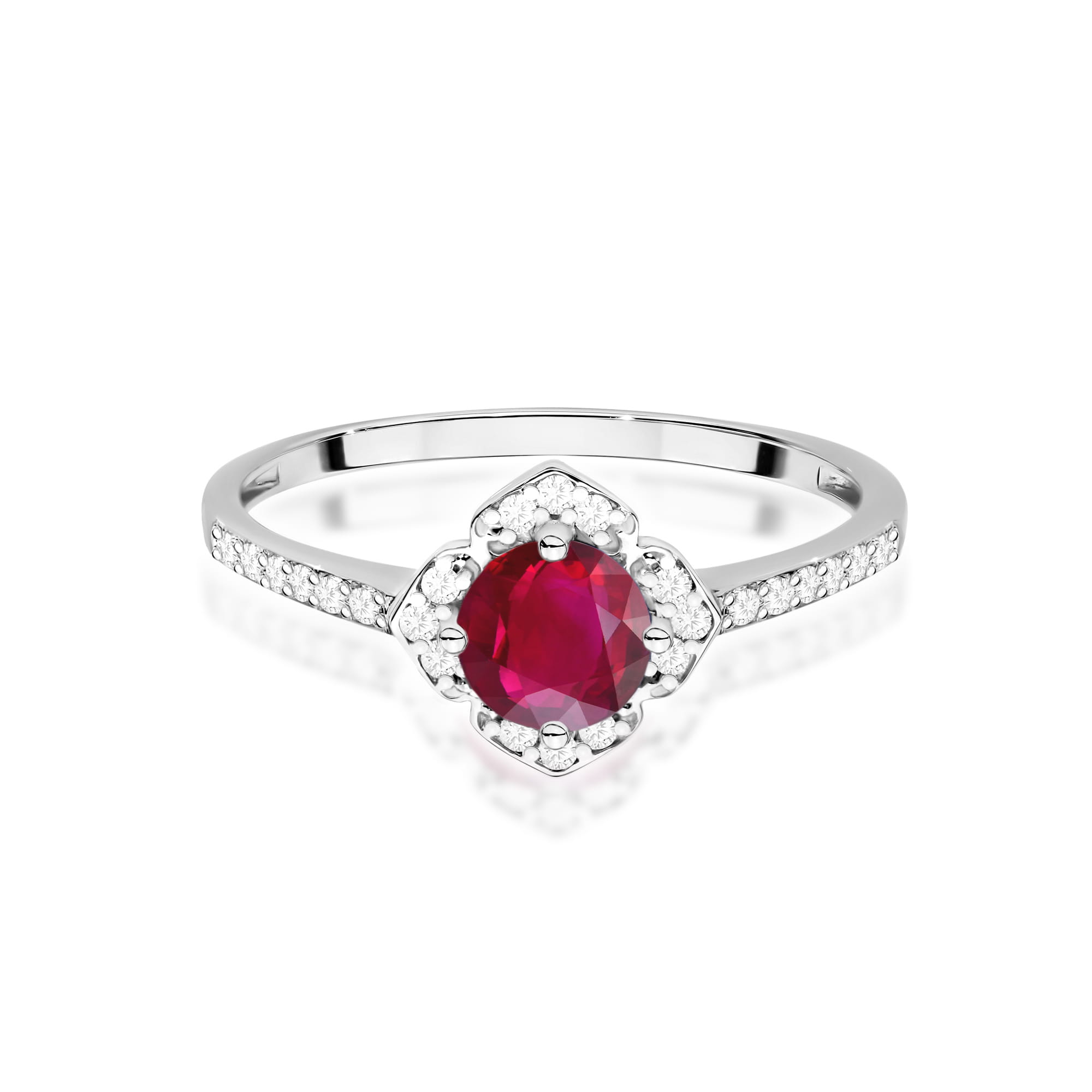 Inel Aur 9K cu Rubin 0.60 ct si Diamante Naturale 0.13 ct