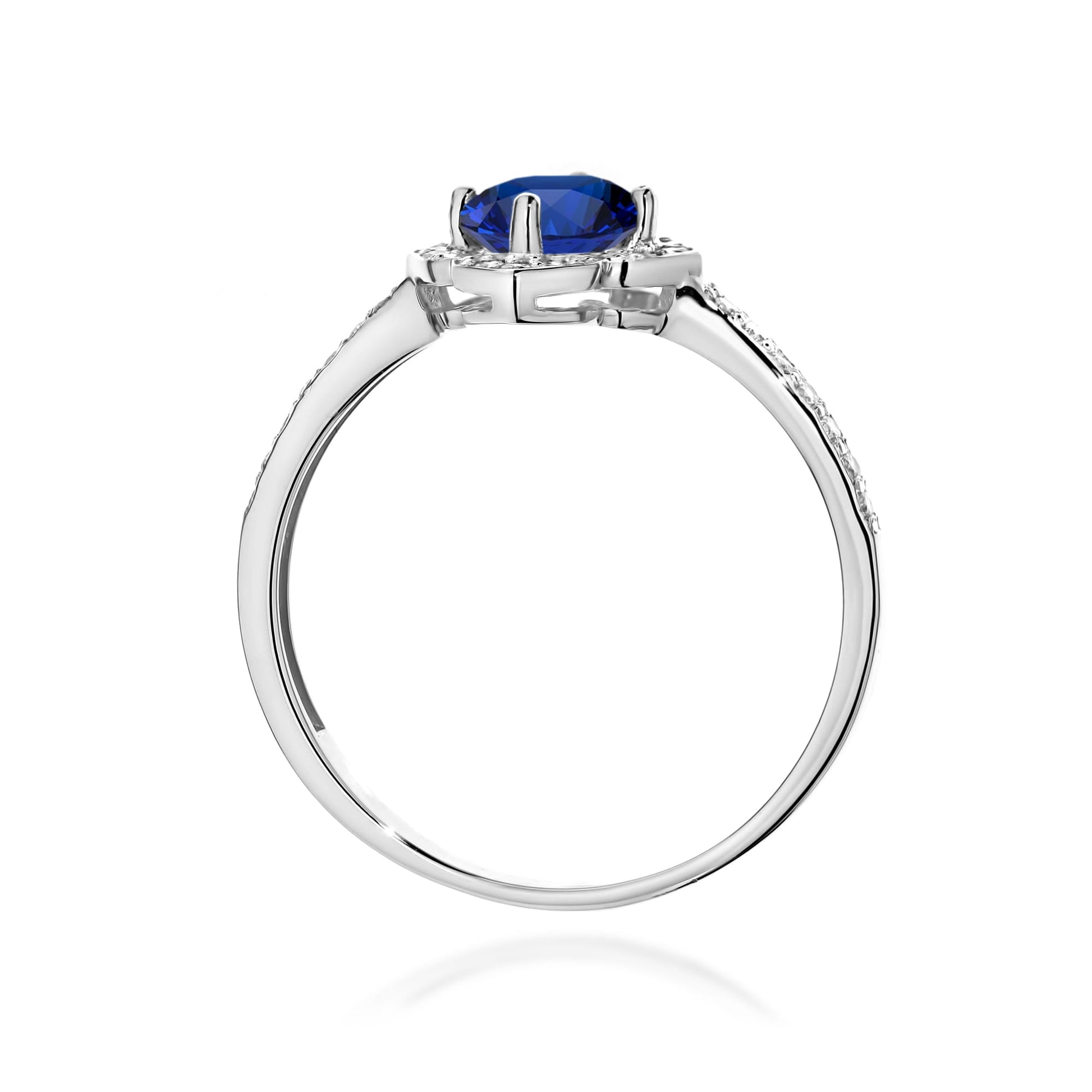 Inel Aur 9K cu Safir 0.50 ct si Diamante Naturale 0.13 ct