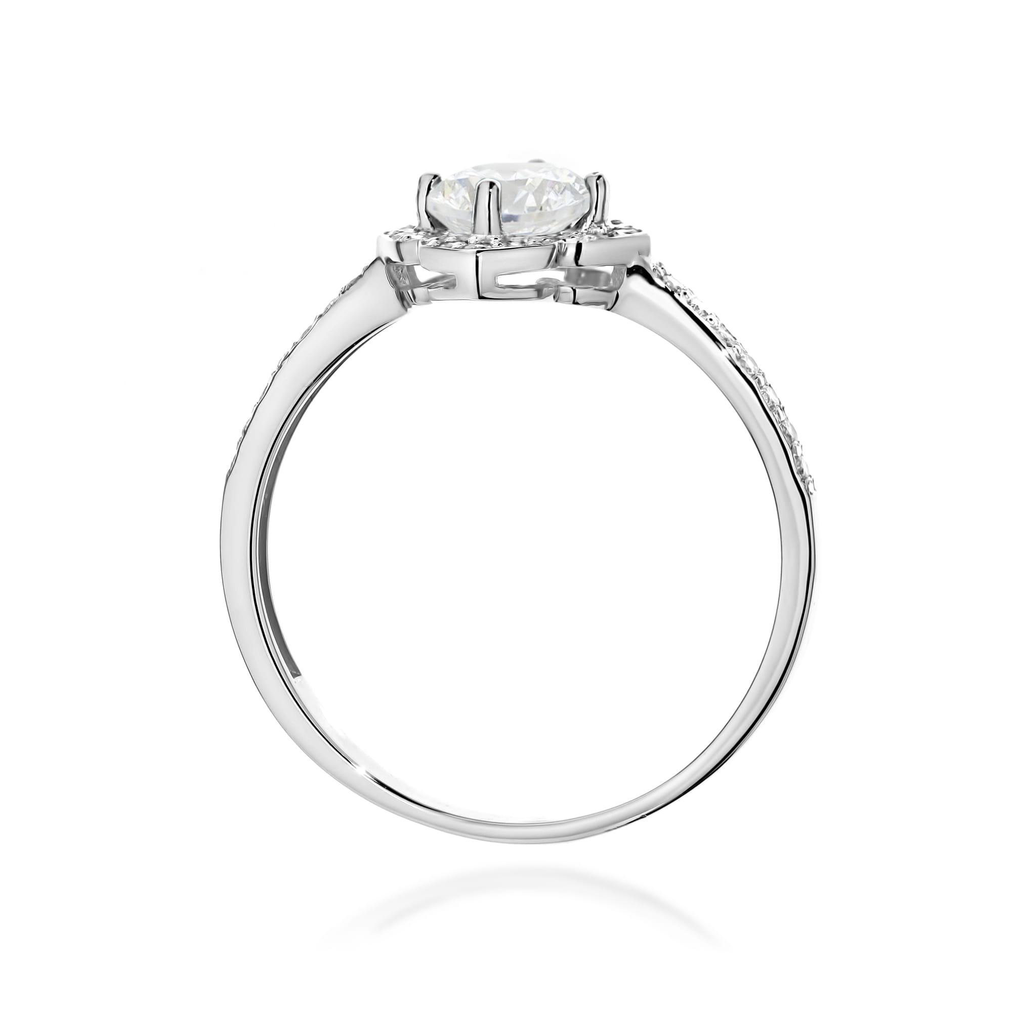 Inel Aur 9K cu Safir Alb 0.60 ct si Diamante Naturale 0.13 ct