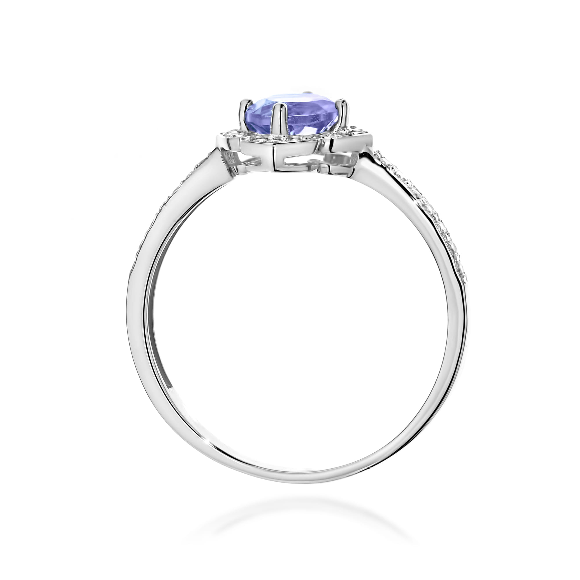 Inel Aur 9K cu Tanzanit 0.50 ct si Diamante Naturale 0.13 ct