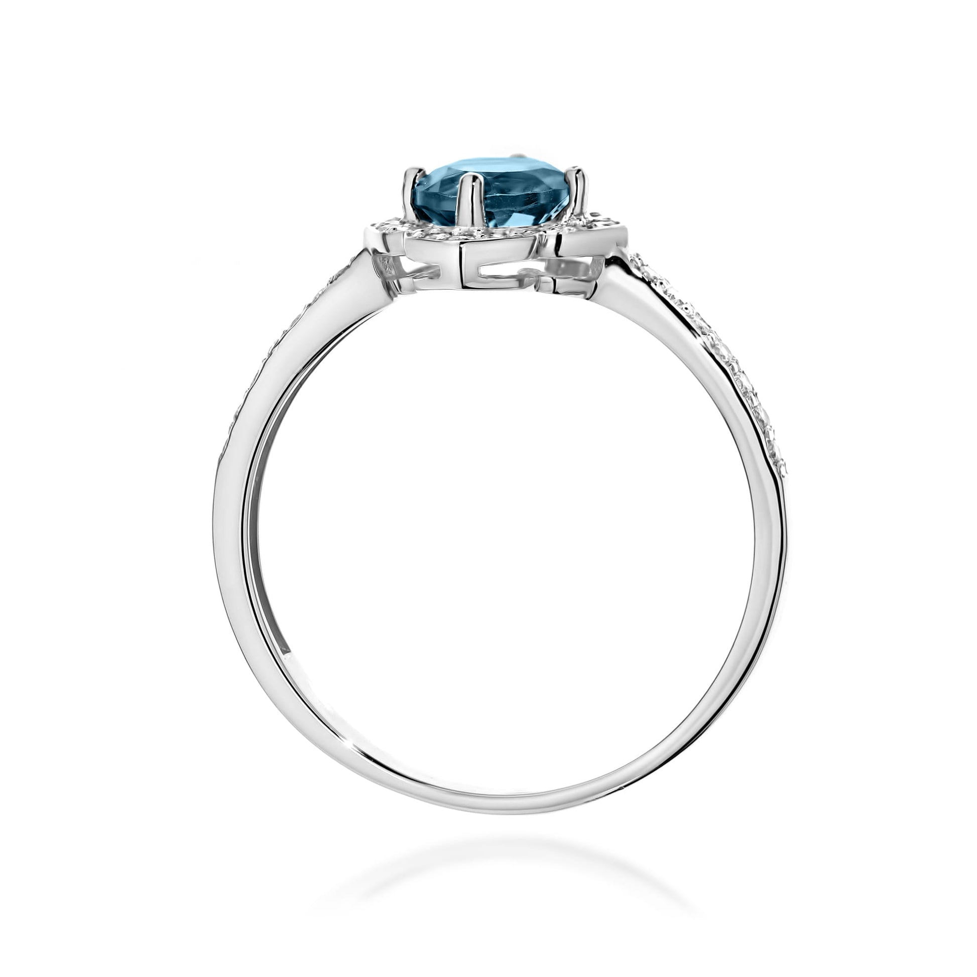Inel Aur 9K cu Topaz London Blue 0.50 ct si Diamante Naturale 0.13 ct