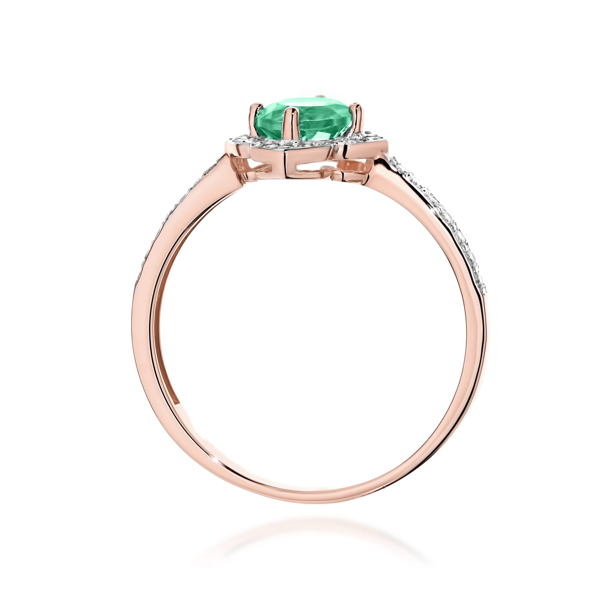 Inel Aur 14K cu Smarald 0.50 ct si Diamante Naturale 0.13 ct