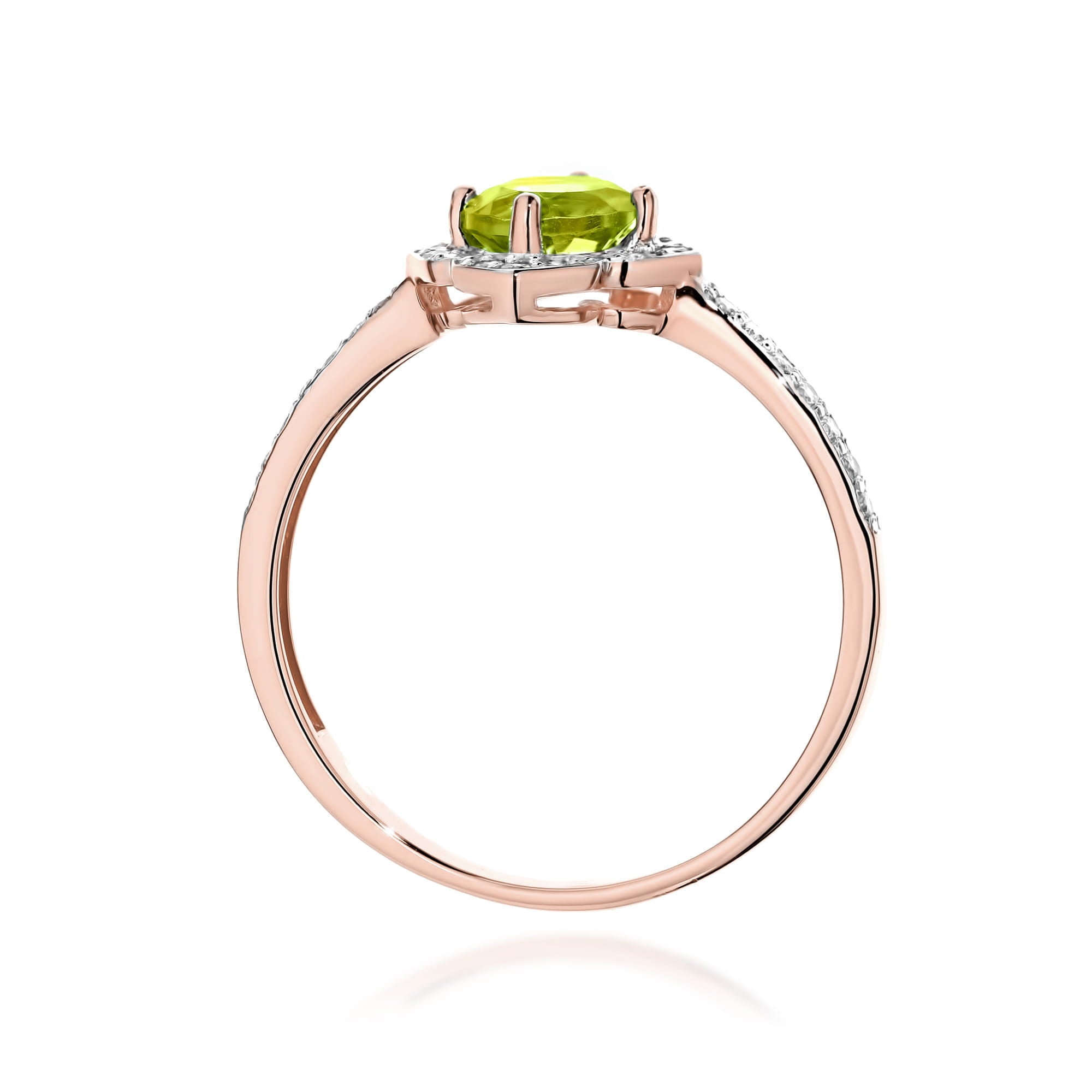 Inel Aur 14K cu Peridot 0.60 ct si Diamante Naturale 0.13 ct
