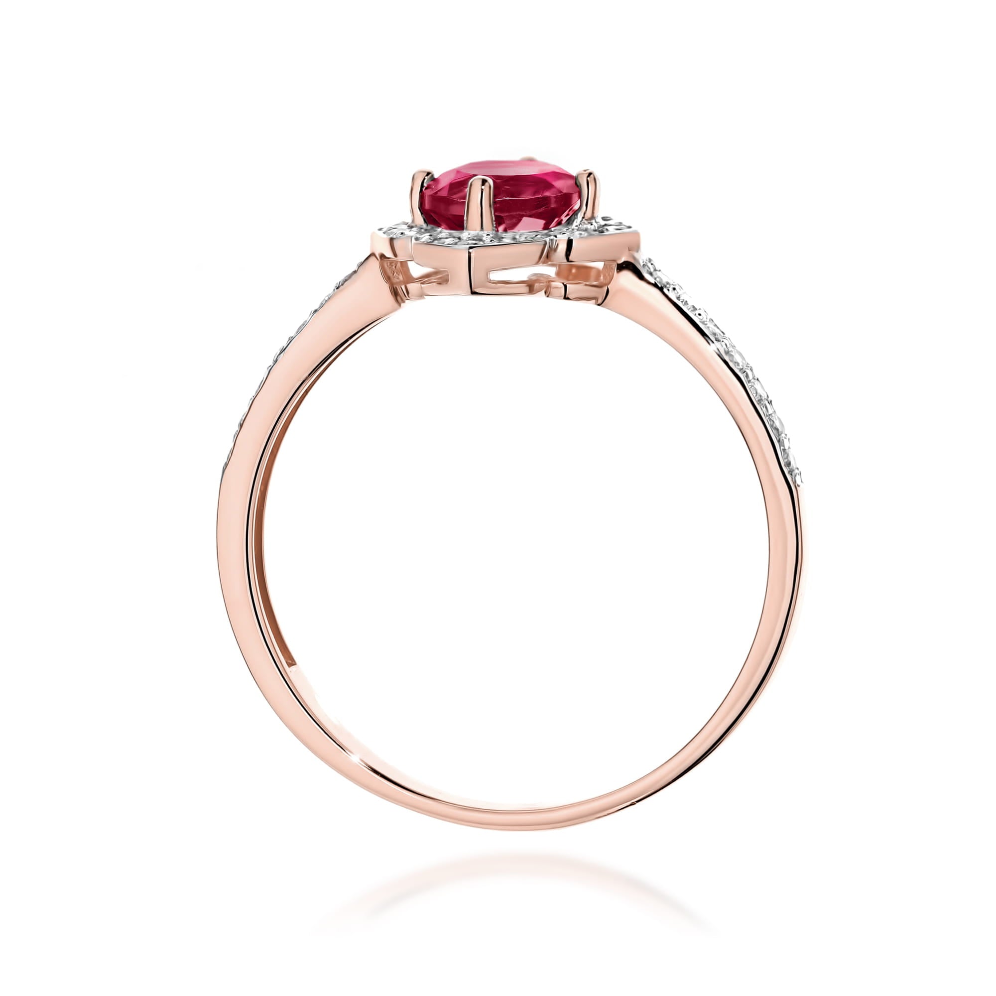 Inel Aur 14K cu Rubin 0.60 ct si Diamante Naturale 0.13 ct