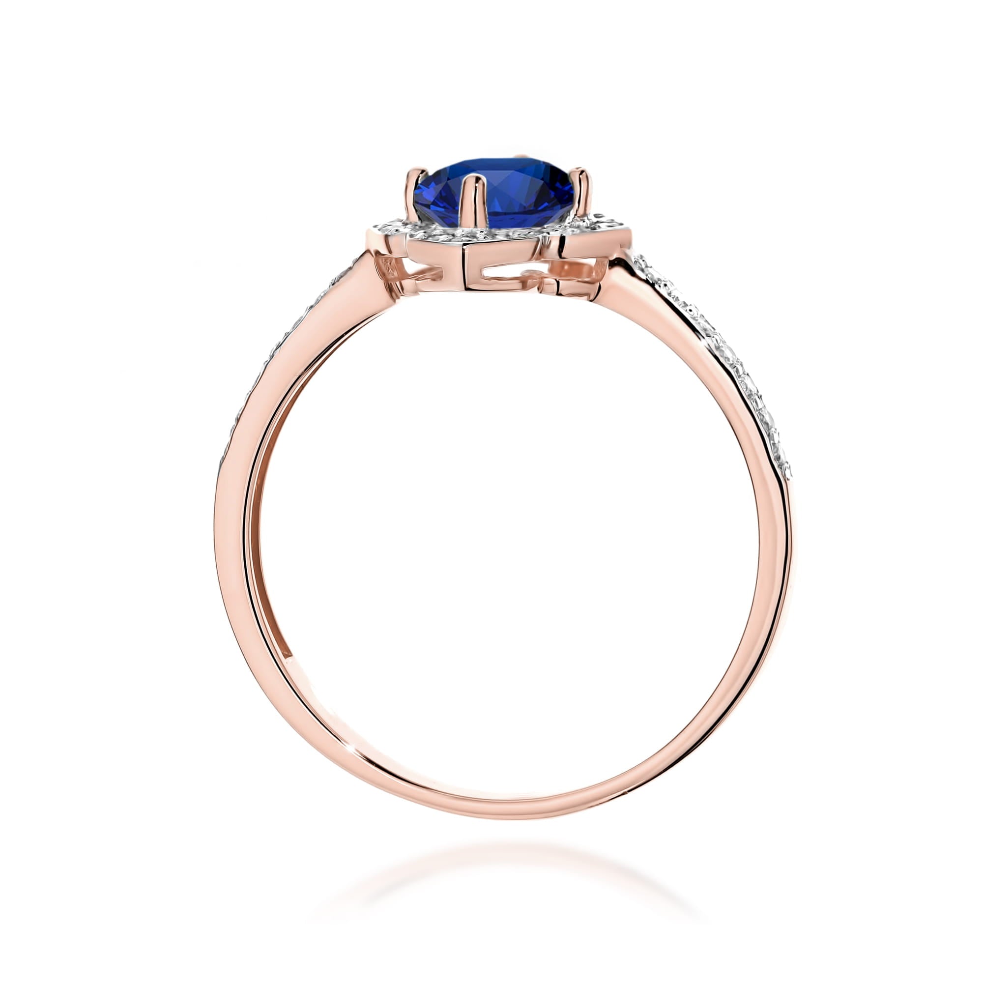 Inel Aur 14K cu Safir 0.50 ct si Diamante Naturale 0.13 ct