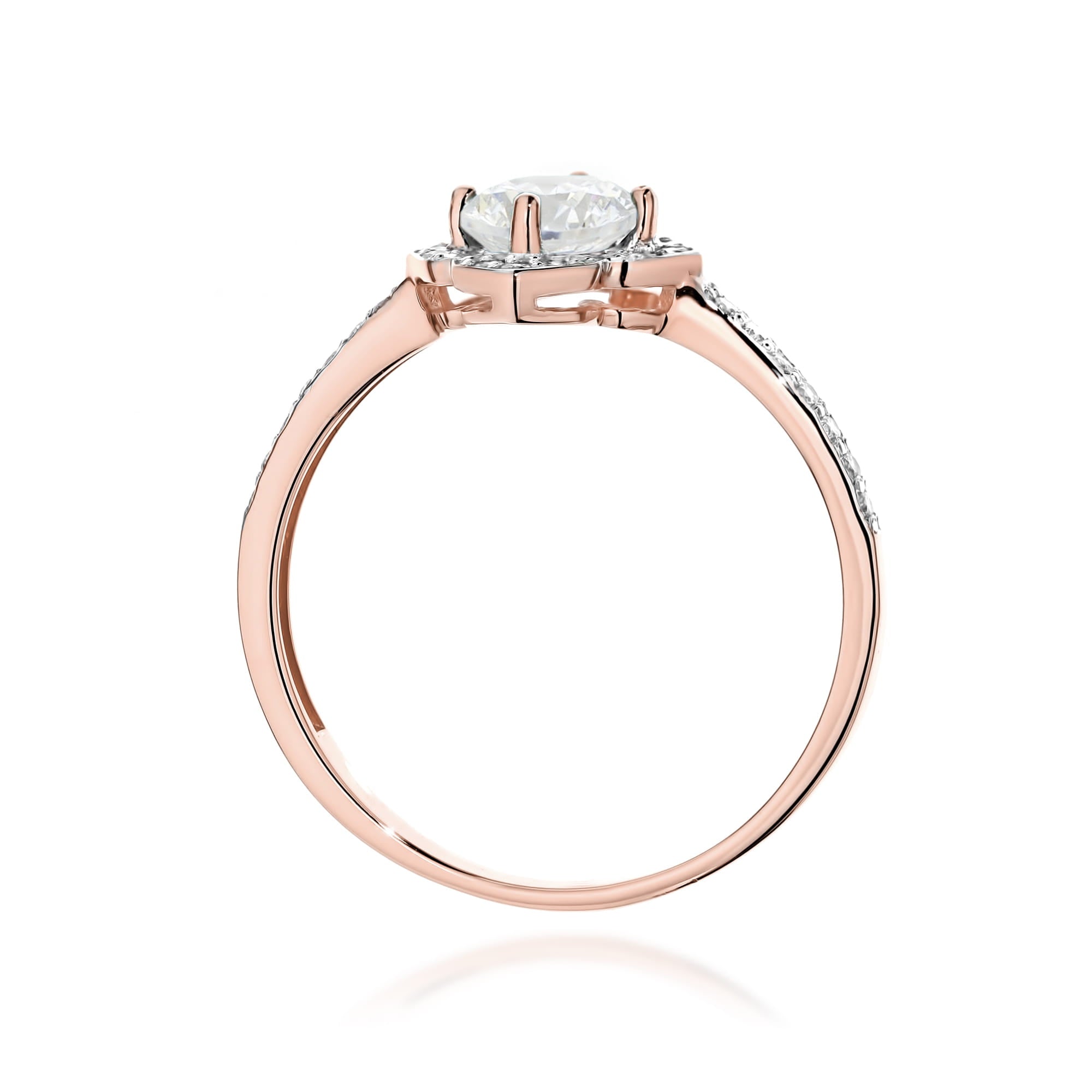 Inel Aur 14K cu Safir Alb 0.60 ct si Diamante Naturale 0.13 ct