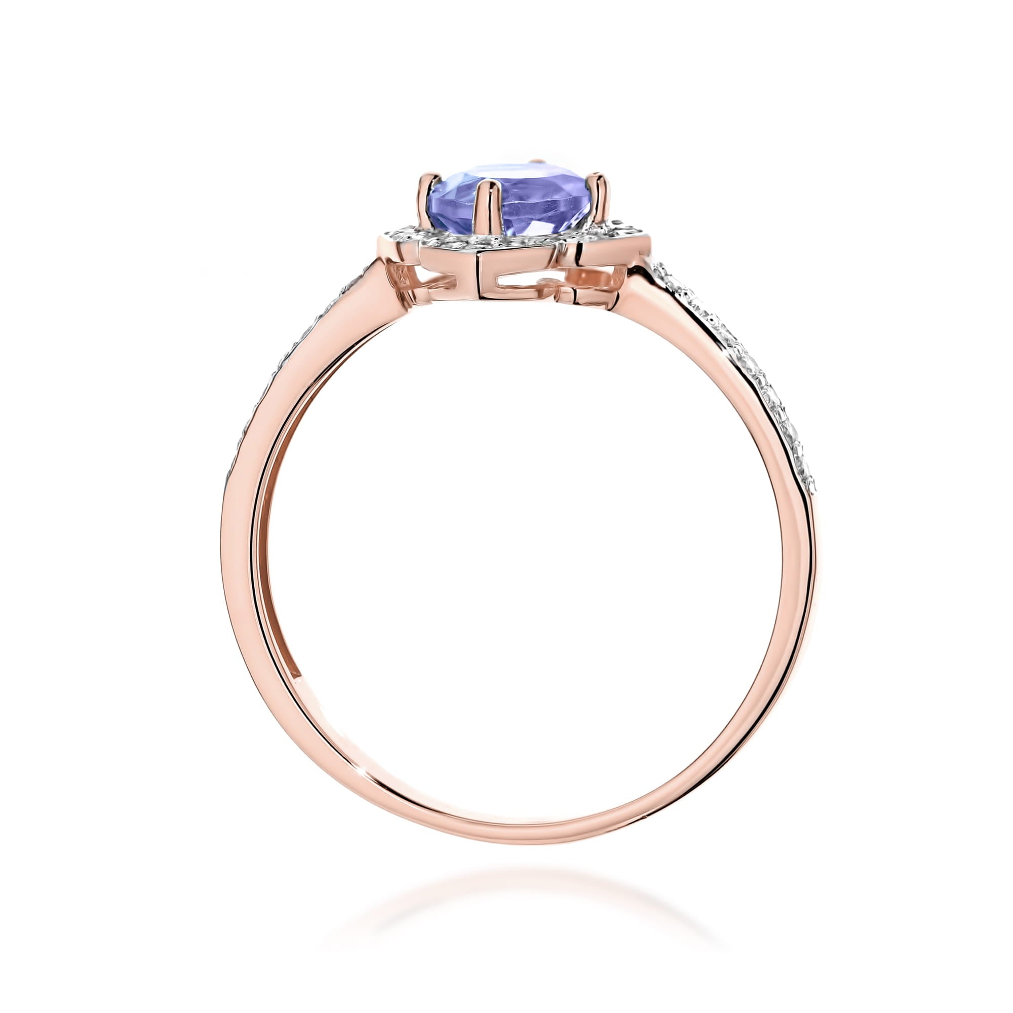 Inel Aur 14K cu Tanzanit 0.50 ct si Diamante Naturale 0.13 ct