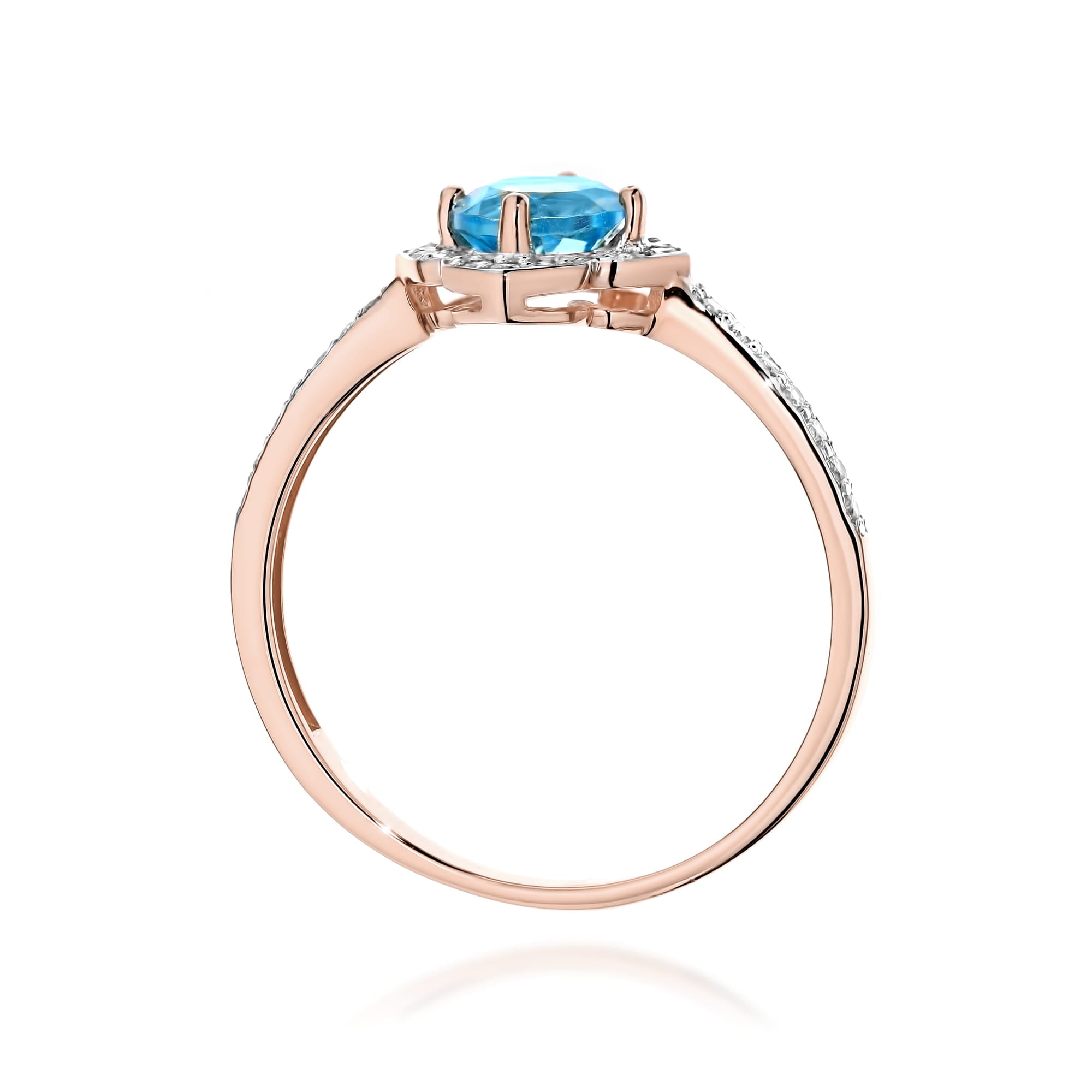 Inel Aur 14K cu Topaz Albastru 0.50 ct si Diamante Naturale 0.13 ct