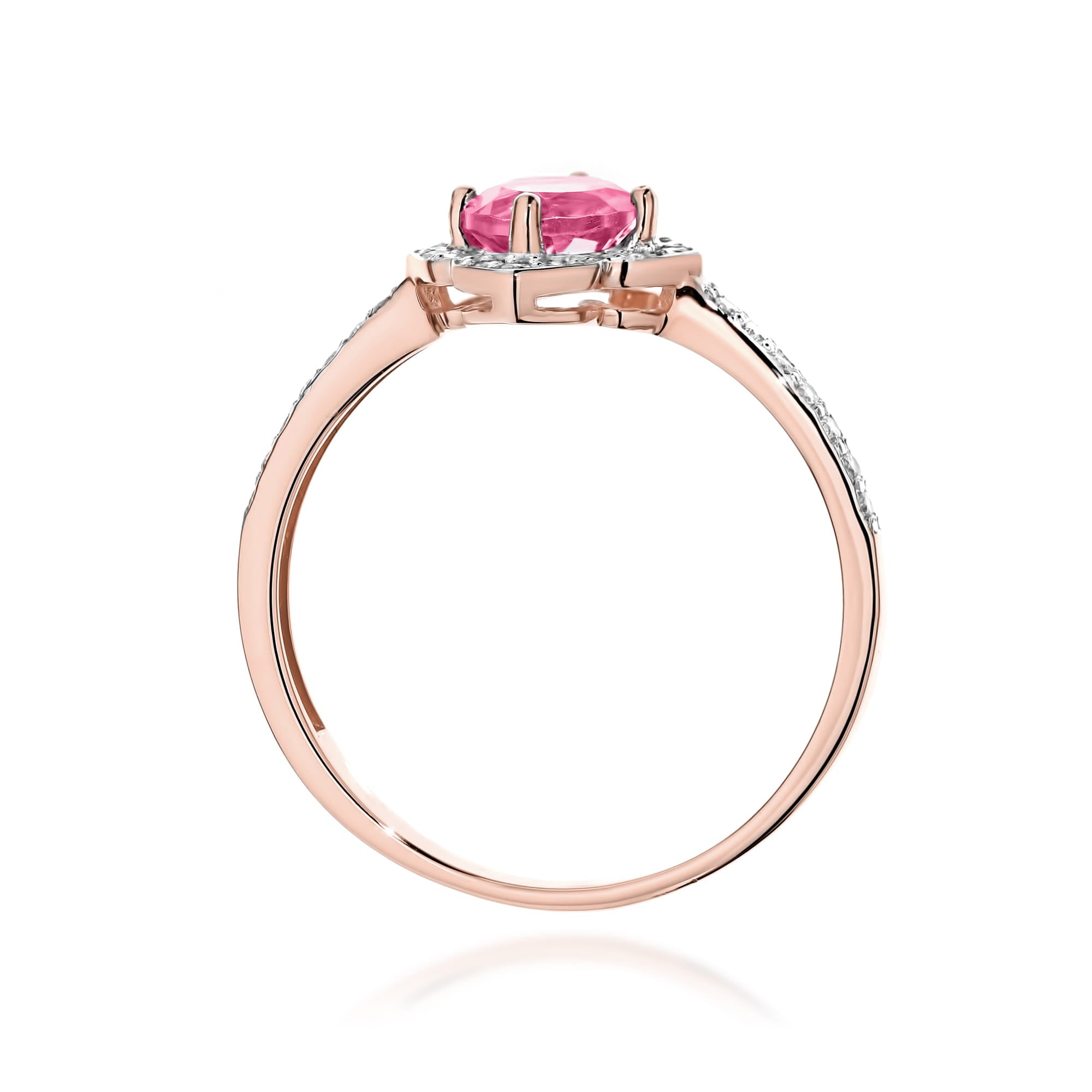 Inel Aur 14K cu Topaz Roz 0.60 ct si Diamante Naturale 0.13 ct