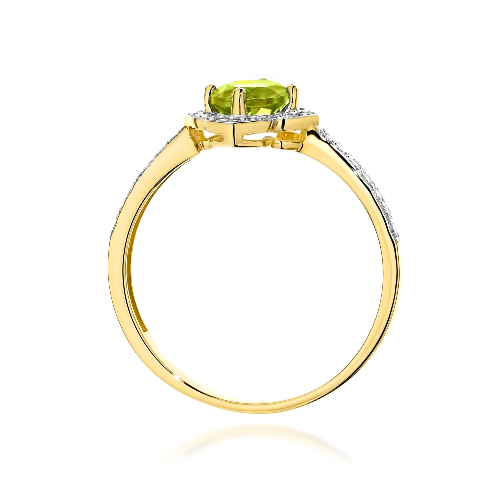 Inel Aur 14K cu Peridot 0.60 ct si Diamante Naturale 0.13 ct