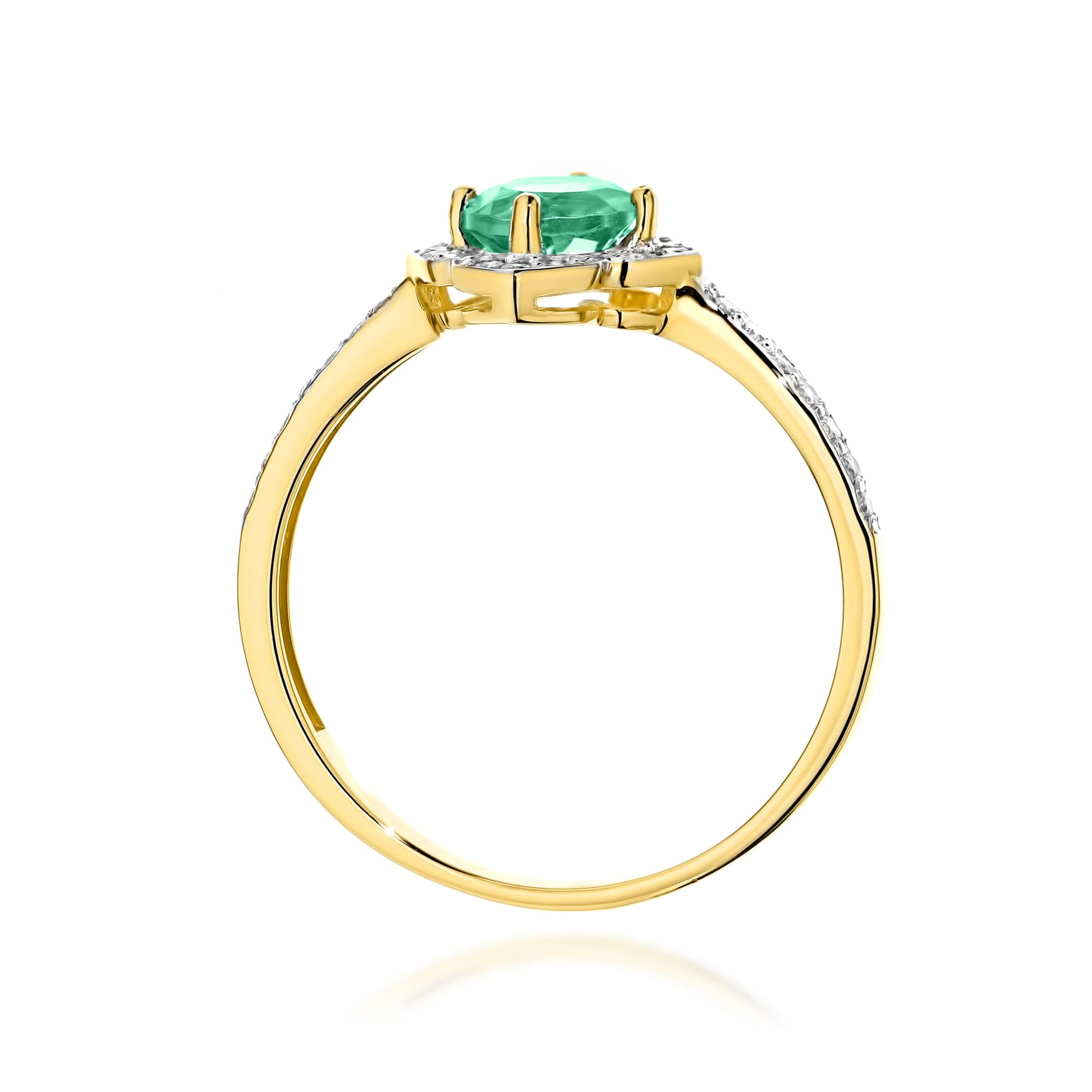 Inel Aur 9K cu Smarald 0.50 ct si Diamante Naturale 0.13 ct