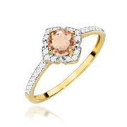 Inel Aur 9K cu Morganit 0.40 ct si Diamante Naturale 0.13 ct