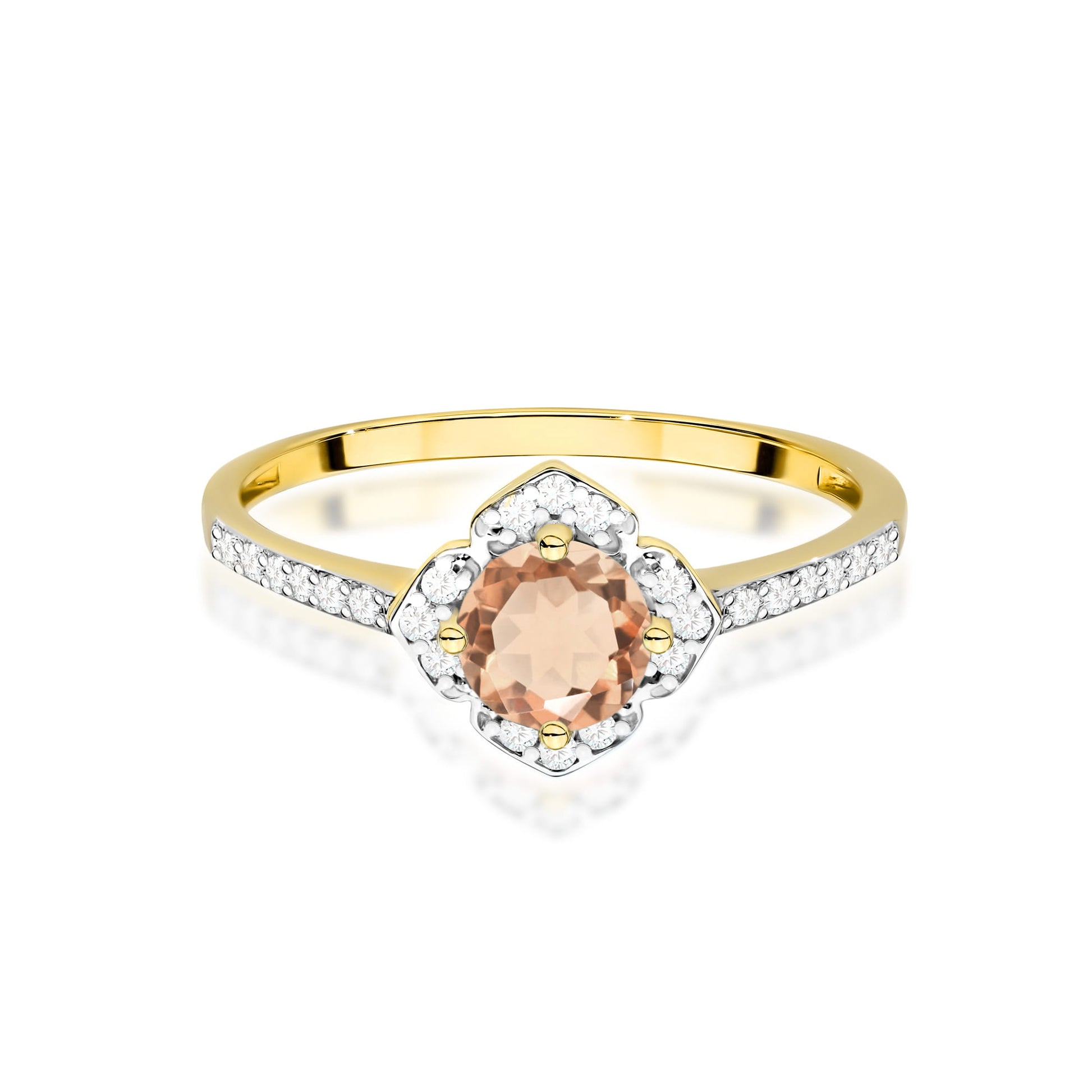 Inel Aur 9K cu Morganit 0.40 ct si Diamante Naturale 0.13 ct