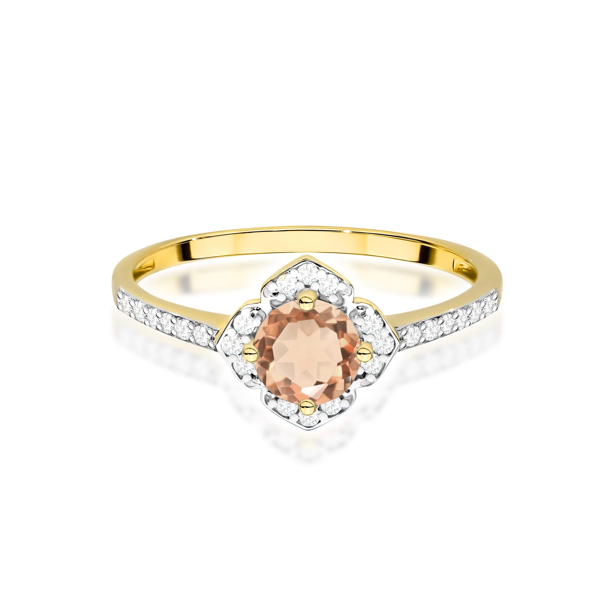Inel Aur 9K cu Morganit 0.40 ct si Diamante Naturale 0.13 ct