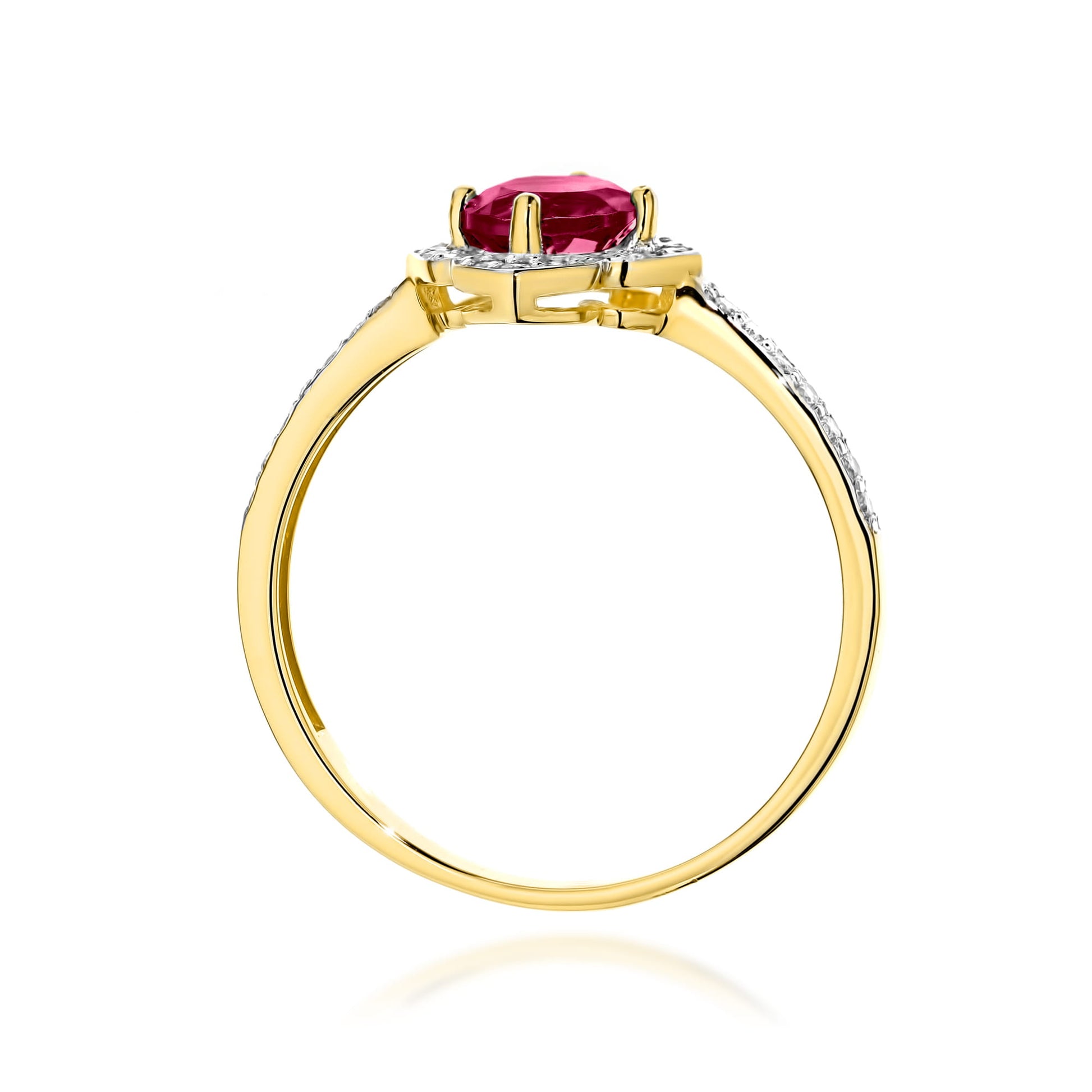 Inel Aur 9K cu Rhodolite 0.60 ct si Diamante Naturale 0.13 ct