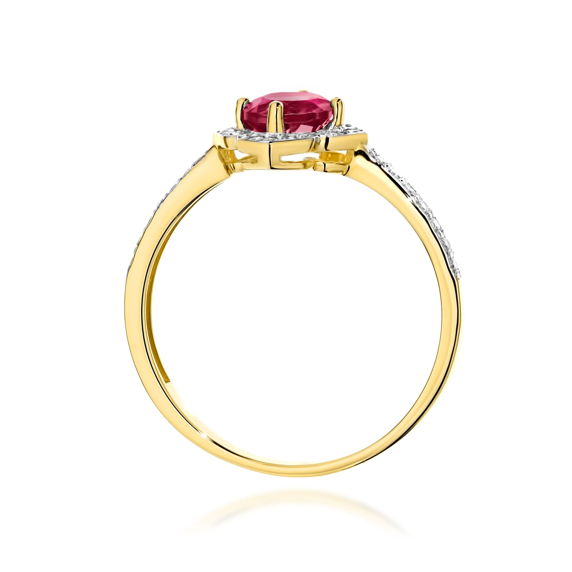 Inel Aur 9K cu Rubin 0.60 ct si Diamante Naturale 0.13 ct