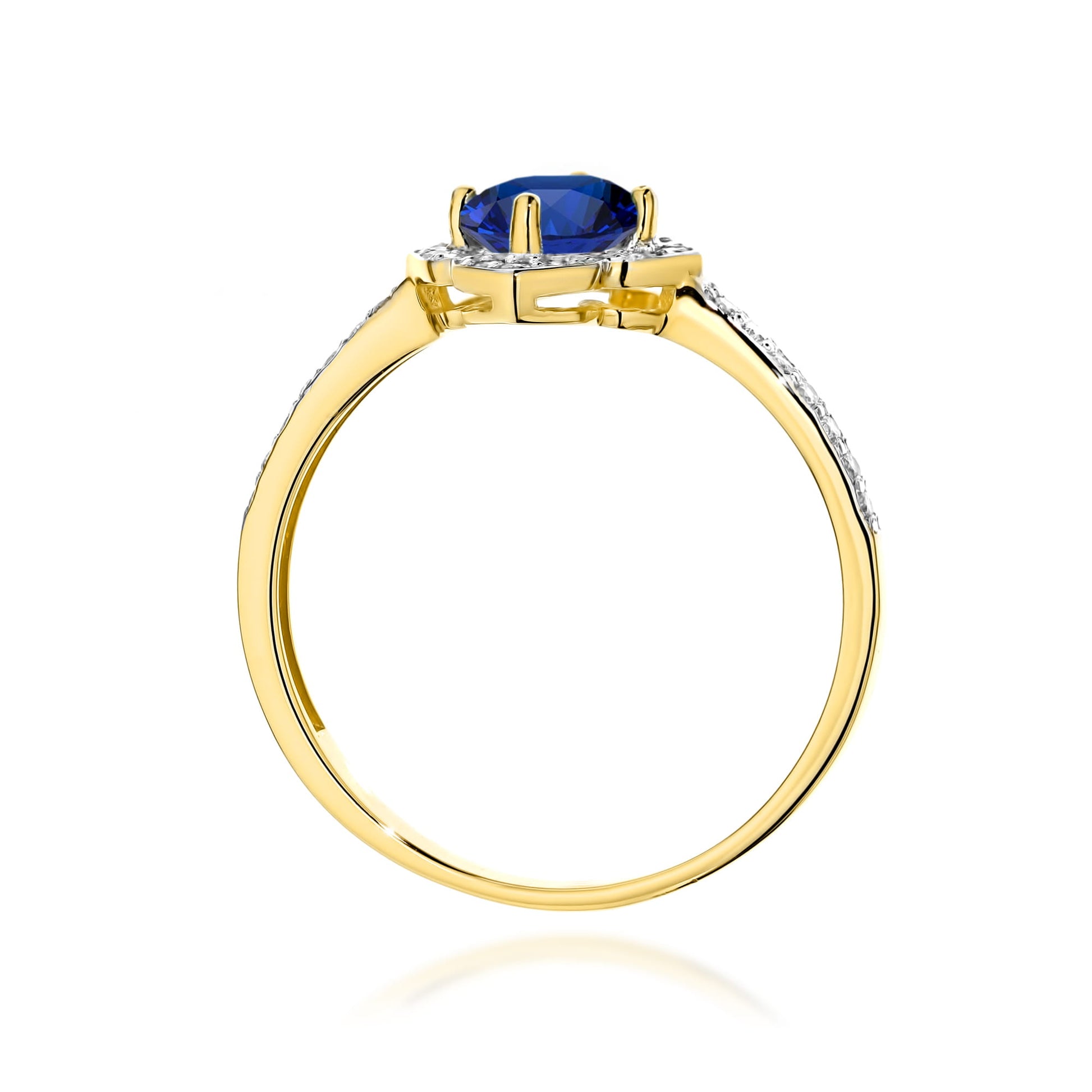 Inel Aur 9K cu Safir 0.50 ct si Diamante Naturale 0.13 ct