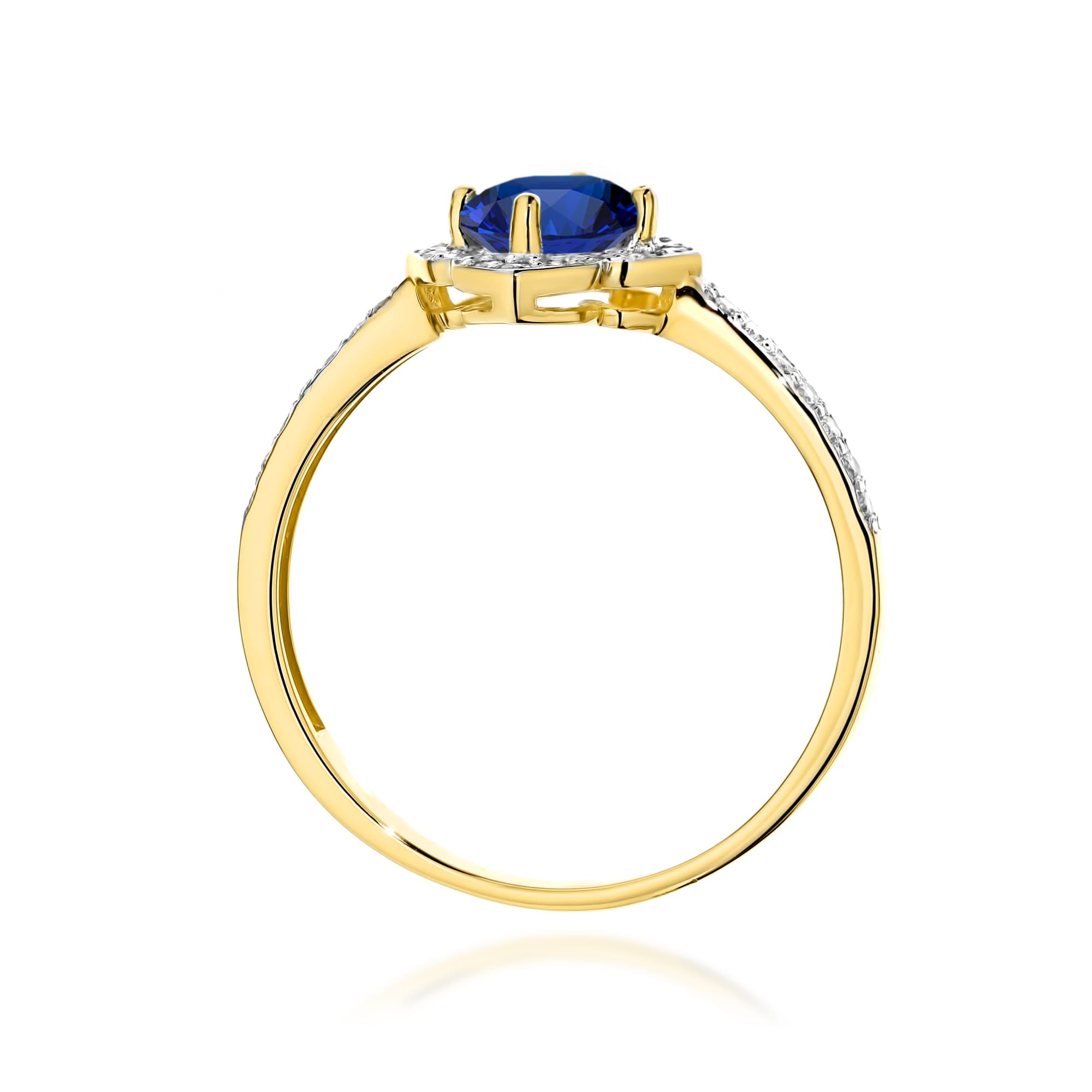 Inel Aur 9K cu Safir 0.50 ct si Diamante Naturale 0.13 ct