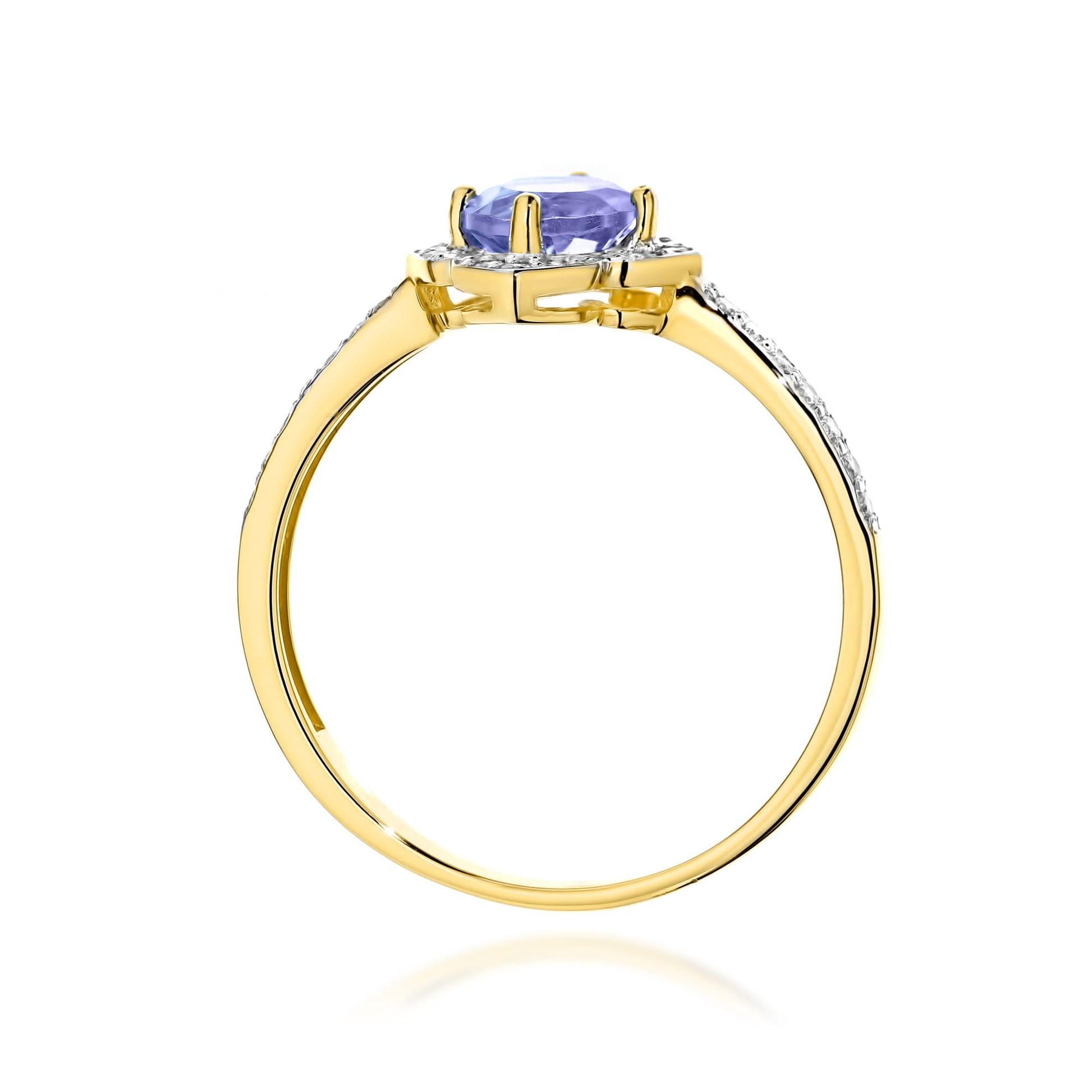 Inel Aur 9K cu Tanzanit 0.50 ct si Diamante Naturale 0.13 ct