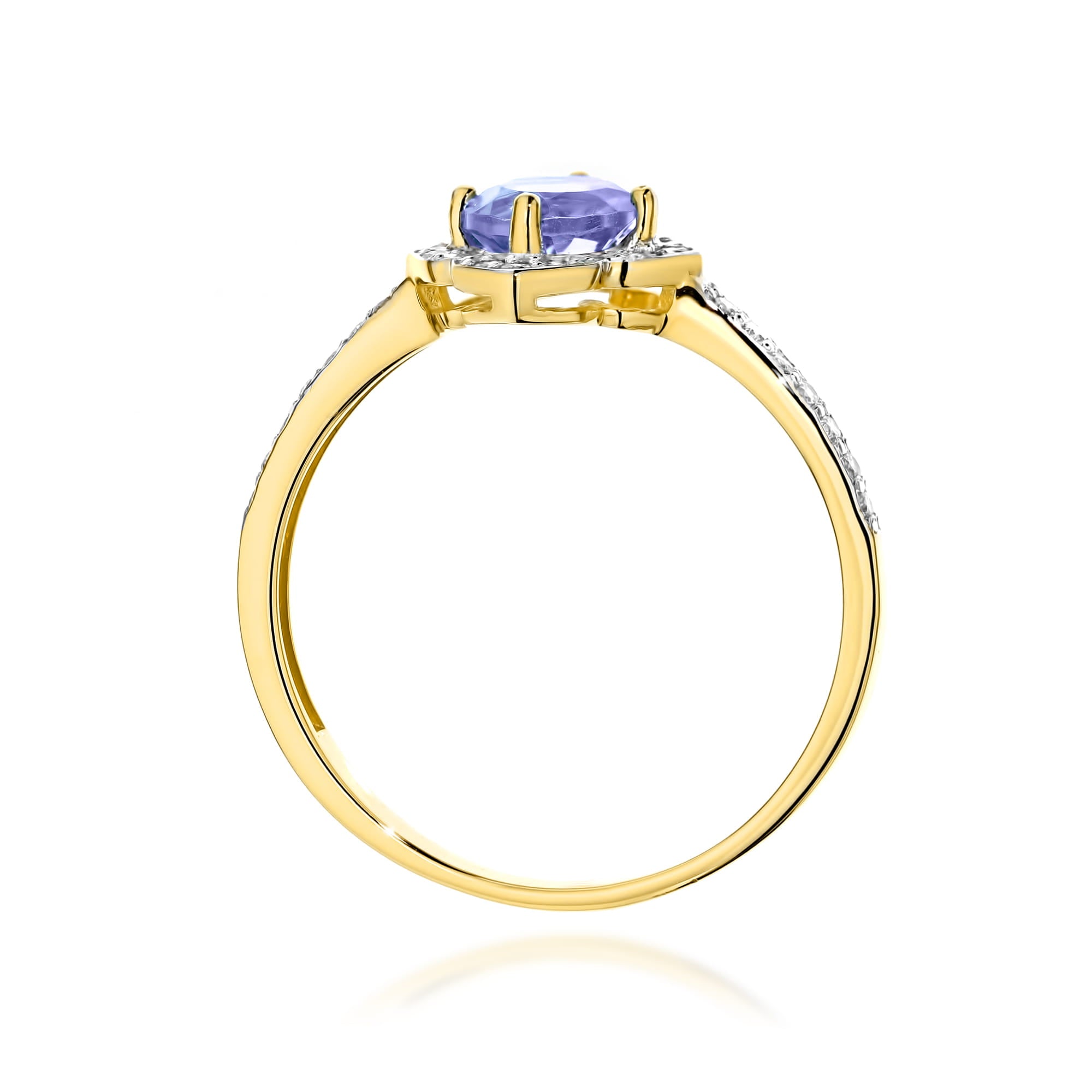 Inel Aur 9K cu Tanzanit 0.50 ct si Diamante Naturale 0.13 ct