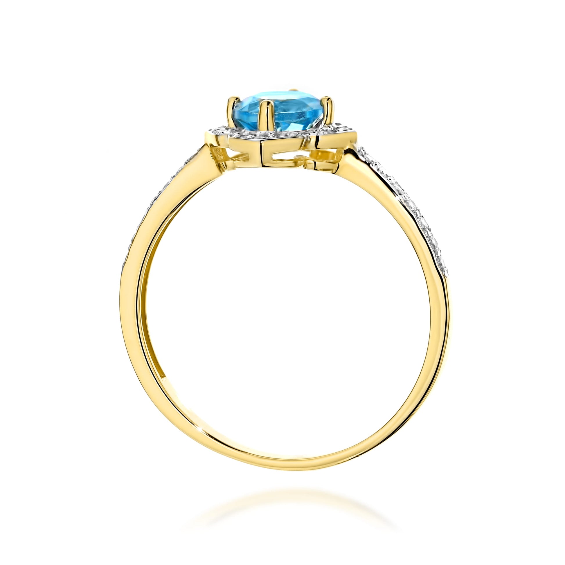 Inel Aur 9K cu Topaz Swiss 0.50 ct si Diamante Naturale 0.13 ct