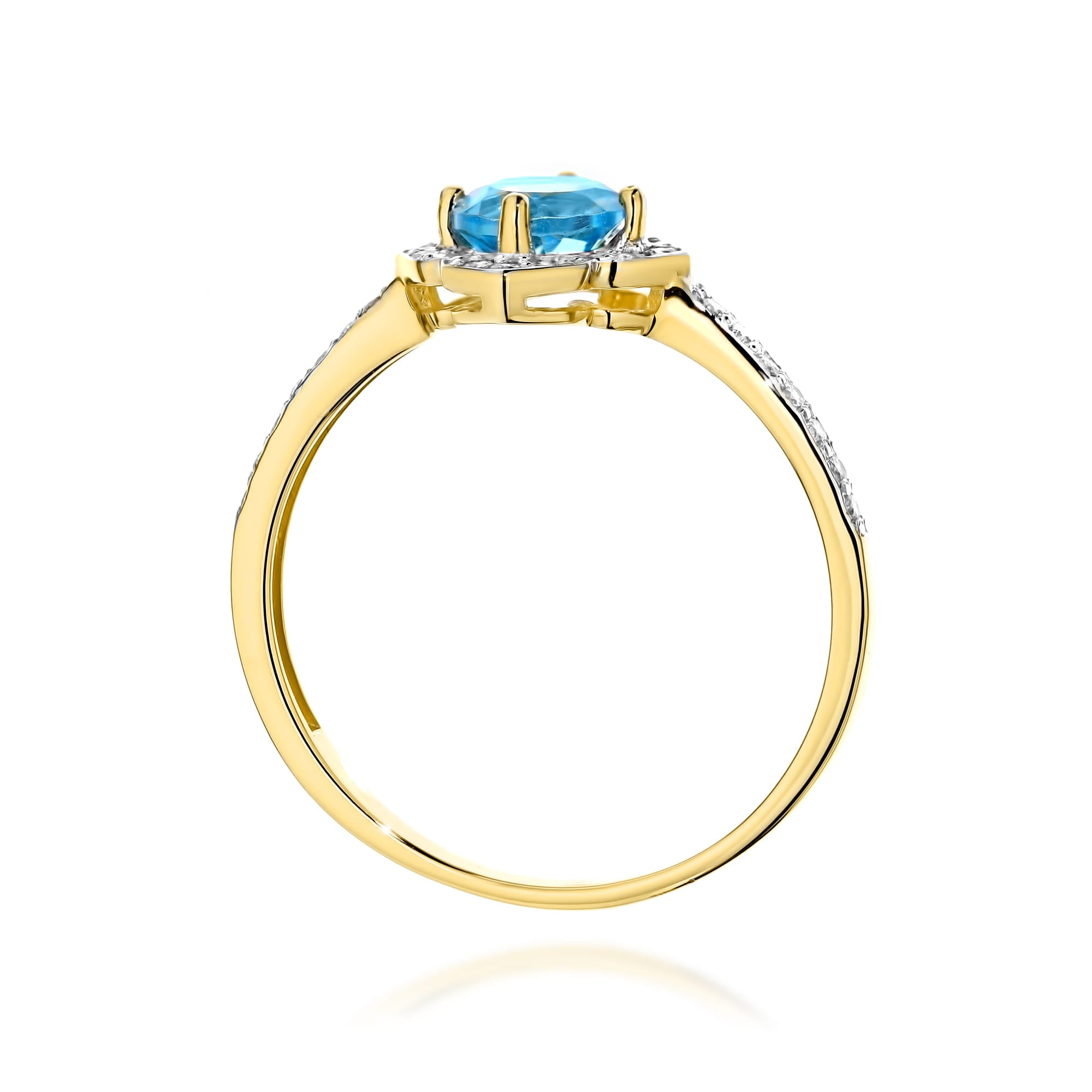 Inel Aur 9K cu Topaz Swiss 0.50 ct si Diamante Naturale 0.13 ct