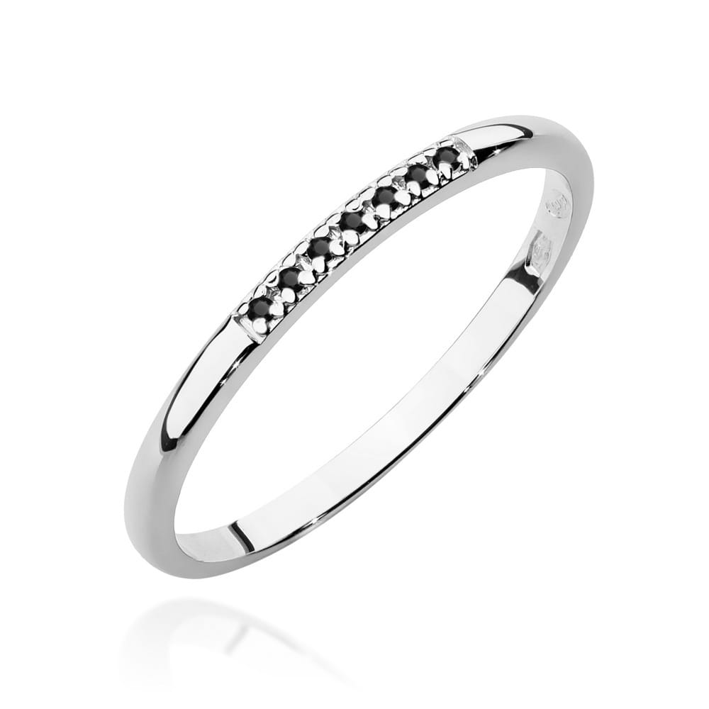 Inel Aur 9K cu Diamante Naturale Negre 0.04 ct