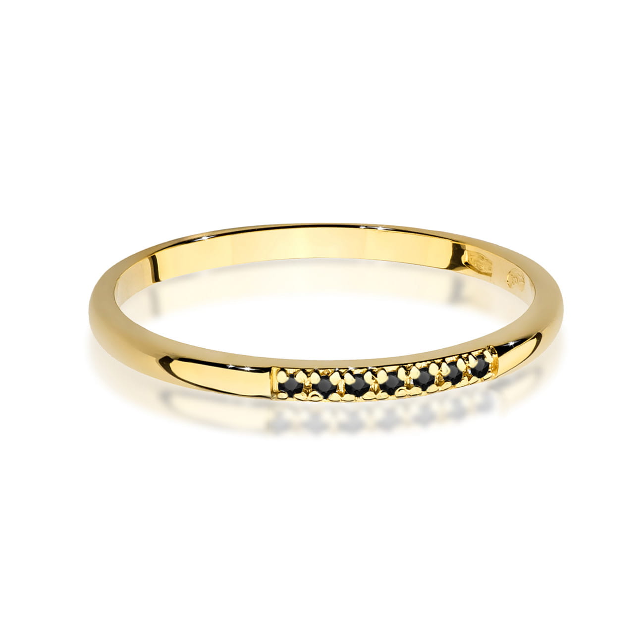 Inel Aur 9K cu Diamante Naturale Negre 0.04 ct