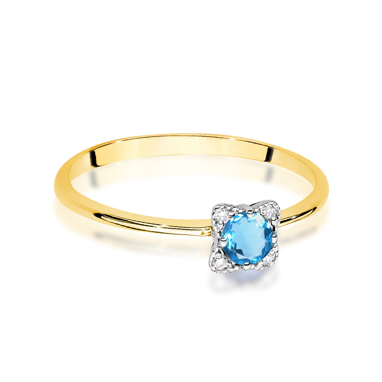 Inel Aur 14K cu Topaz 0.25 ct si Diamante 0.04 ct