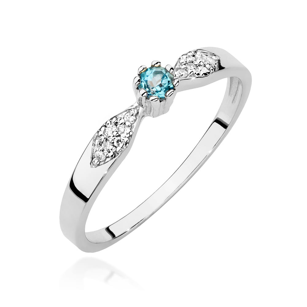 Inel Aur 9K cu Topaz Swiss 0.15 ct si Diamante Naturale 0.06 ct