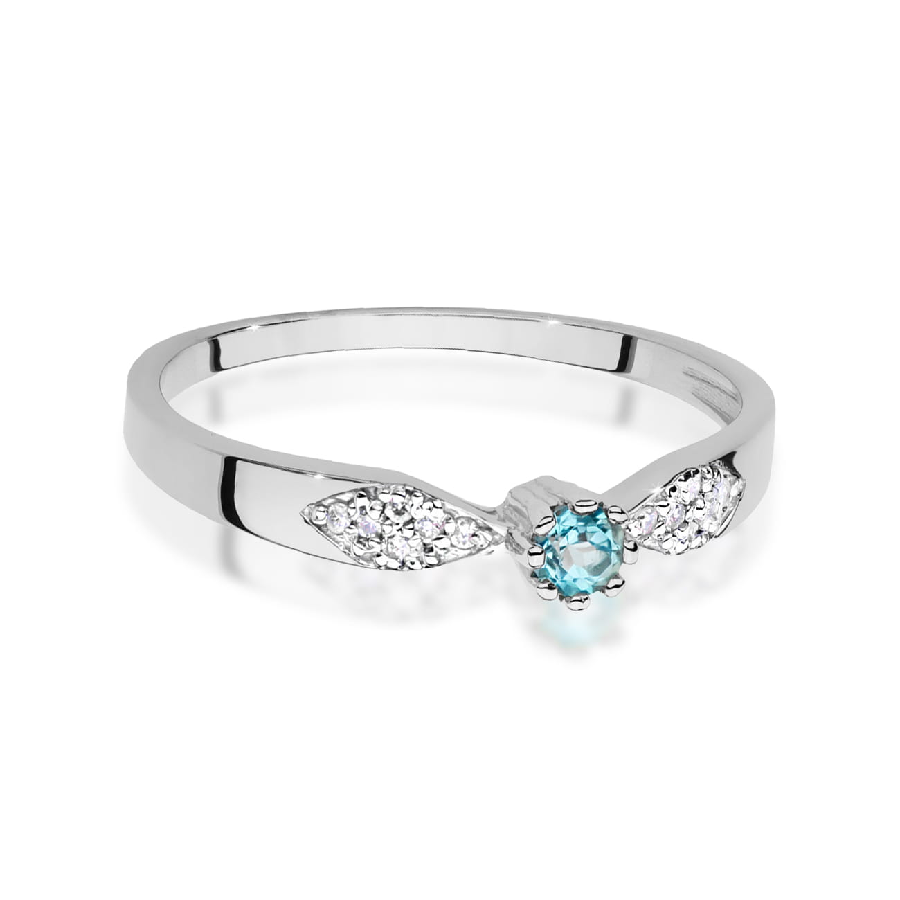 Inel Aur 9K cu Topaz Swiss 0.15 ct si Diamante Naturale 0.06 ct