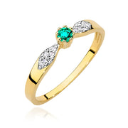 Inel Aur 9K cu Smarald 0.15 ct si Diamante Naturale 0.06 ct
