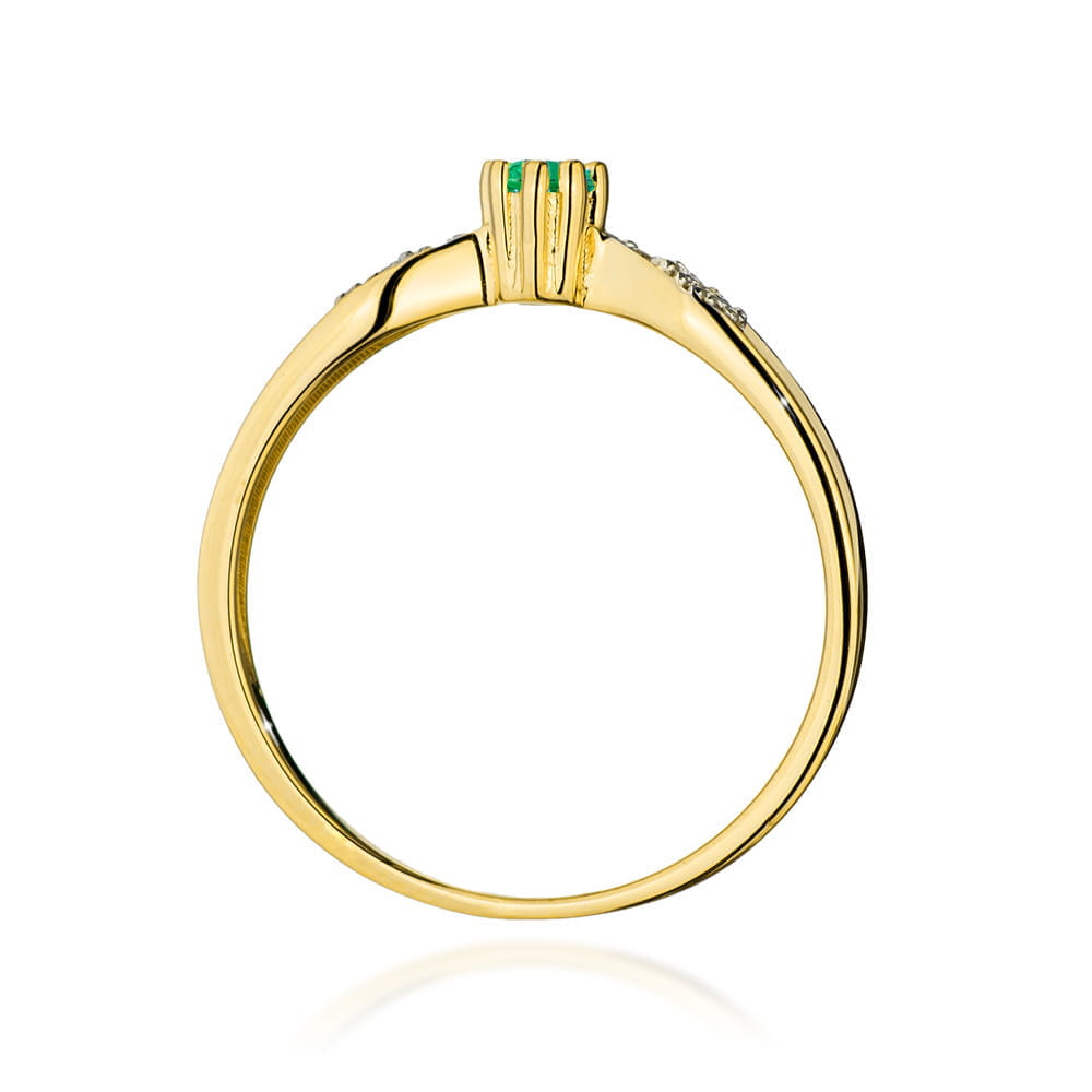 Inel Aur 9K cu Smarald 0.15 ct si Diamante Naturale 0.06 ct
