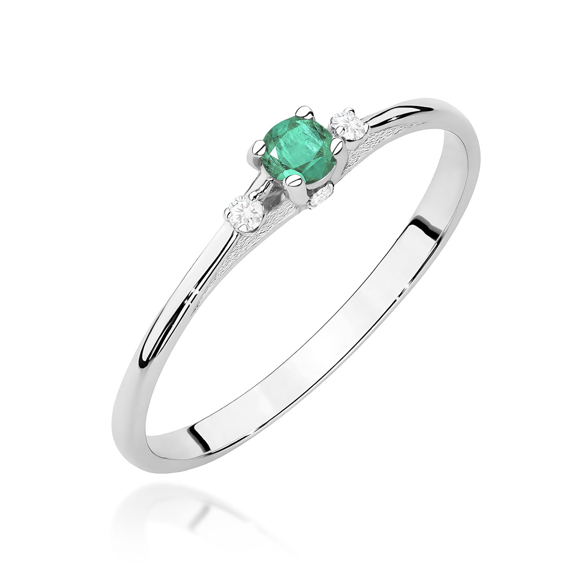 Inel Aur 9K cu Smarald 0.15 ct si Diamante Naturale 0.05 ct
