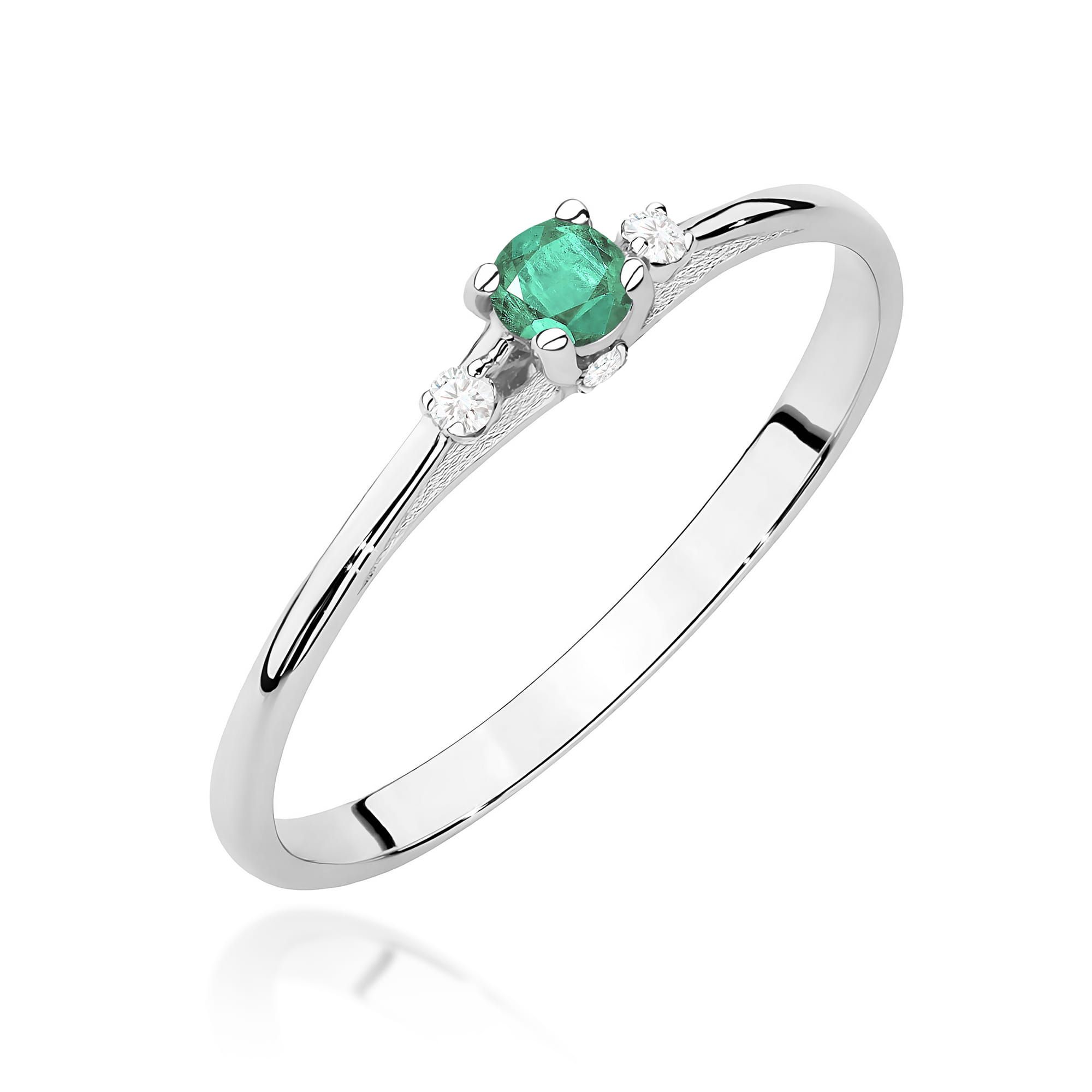 Inel Aur 9K cu Smarald 0.15 ct si Diamante Naturale 0.05 ct