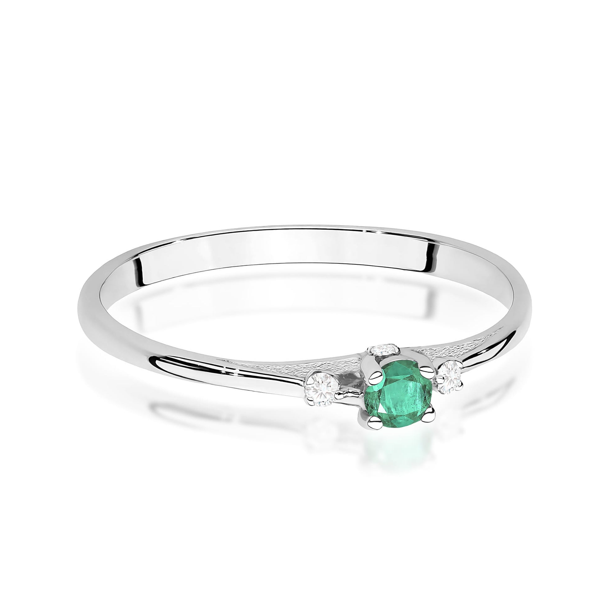 Inel Aur 9K cu Smarald 0.15 ct si Diamante Naturale 0.05 ct