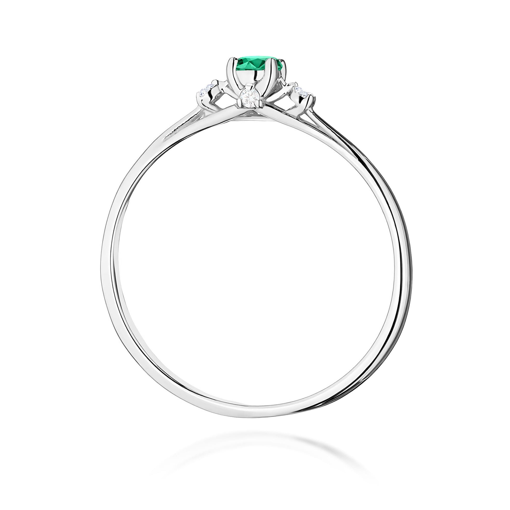 Inel Aur 9K cu Smarald 0.15 ct si Diamante Naturale 0.05 ct