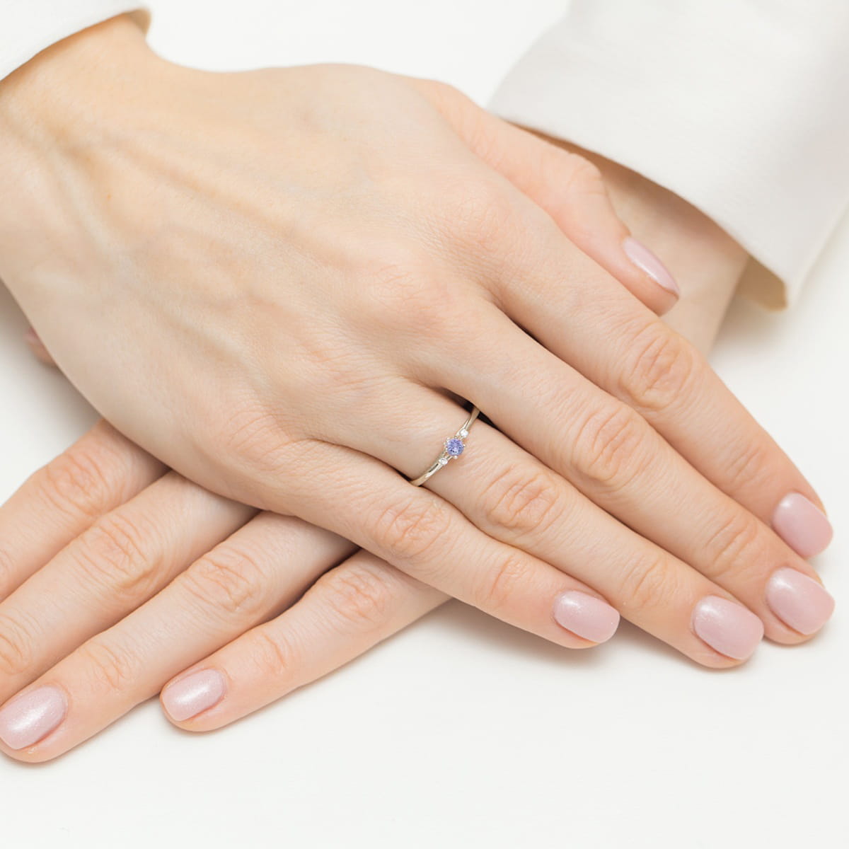 Inel Aur 9K cu Tanzanit 0.15 ct si Diamante Naturale 0.05 ct