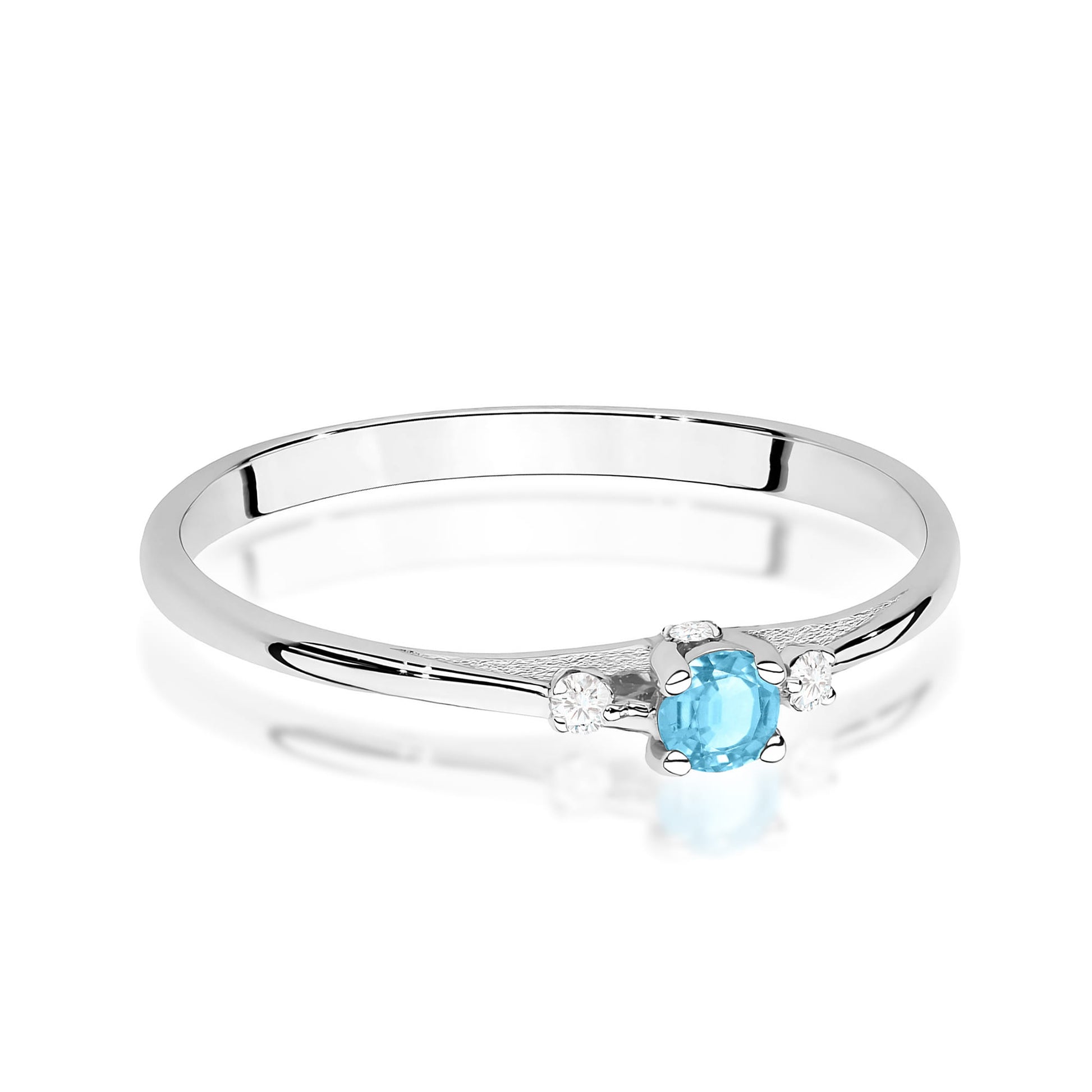 Inel Aur 9K cu Topaz Swiss 0.15 ct si Diamante Naturale 0.05 ct