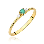 Inel Aur 9K cu Smarald 0.15 ct si Diamante Naturale 0.05 ct