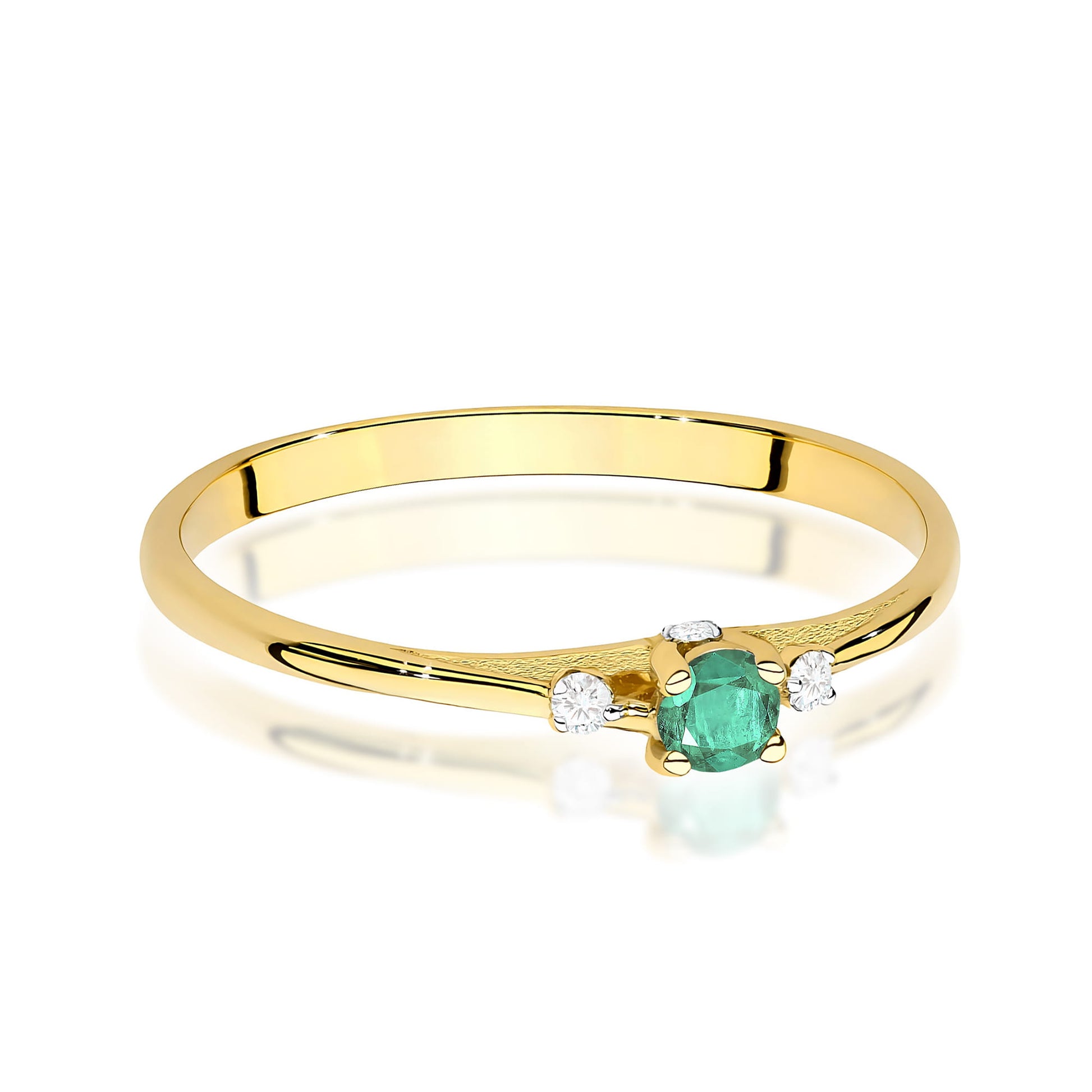 Inel Aur 9K cu Smarald 0.15 ct si Diamante Naturale 0.05 ct