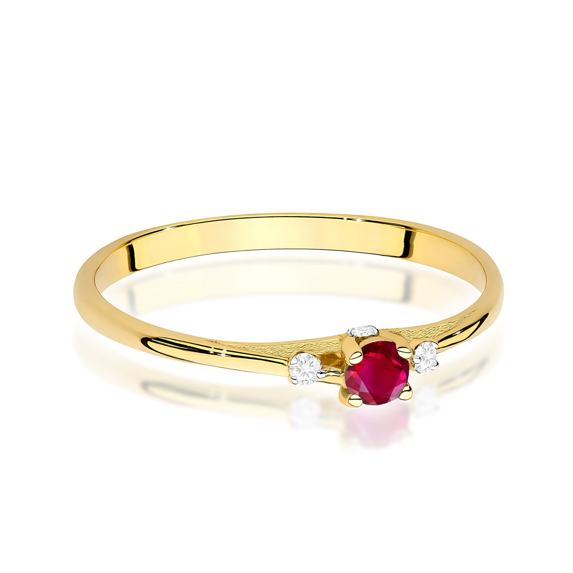 Inel Aur 9K cu Rubin 0.15 ct si Diamante Naturale 0.05 ct