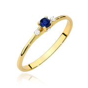Inel Aur 9K cu Safir 0.15 ct si Diamante Naturale 0.05 ct