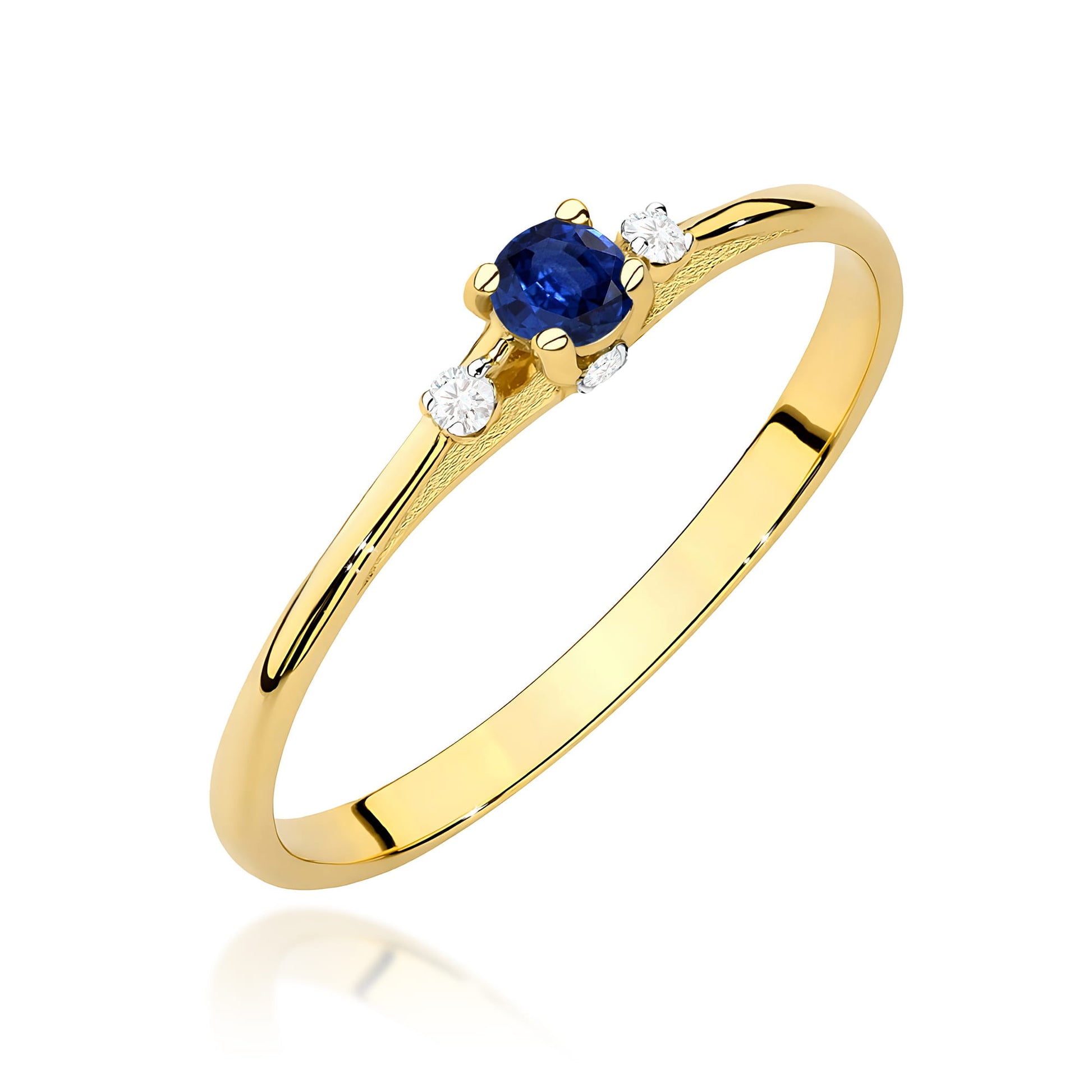 Inel Aur 9K cu Safir 0.15 ct si Diamante Naturale 0.05 ct