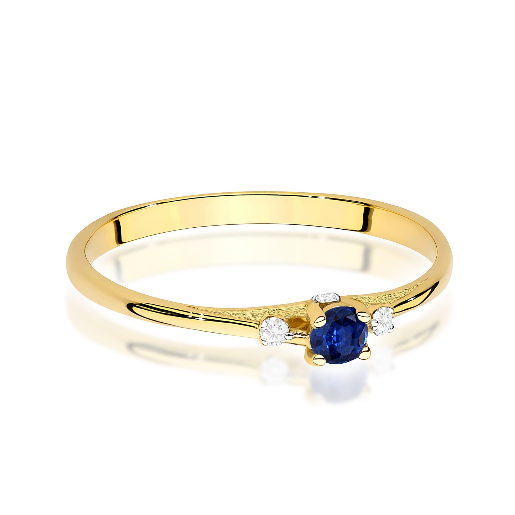 Inel Aur 9K cu Safir 0.15 ct si Diamante Naturale 0.05 ct