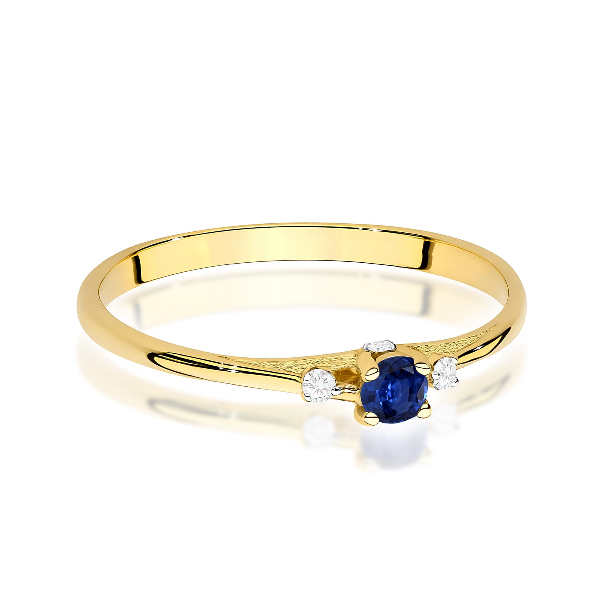 Inel Aur 9K cu Safir 0.15 ct si Diamante Naturale 0.05 ct