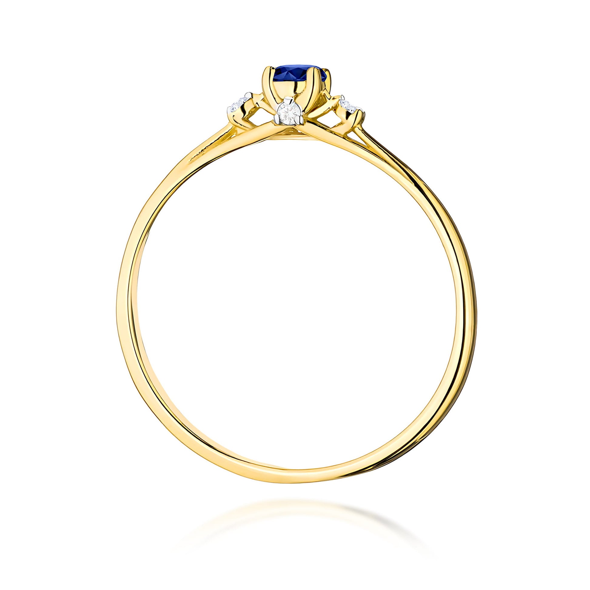 Inel Aur 9K cu Safir 0.15 ct si Diamante Naturale 0.05 ct