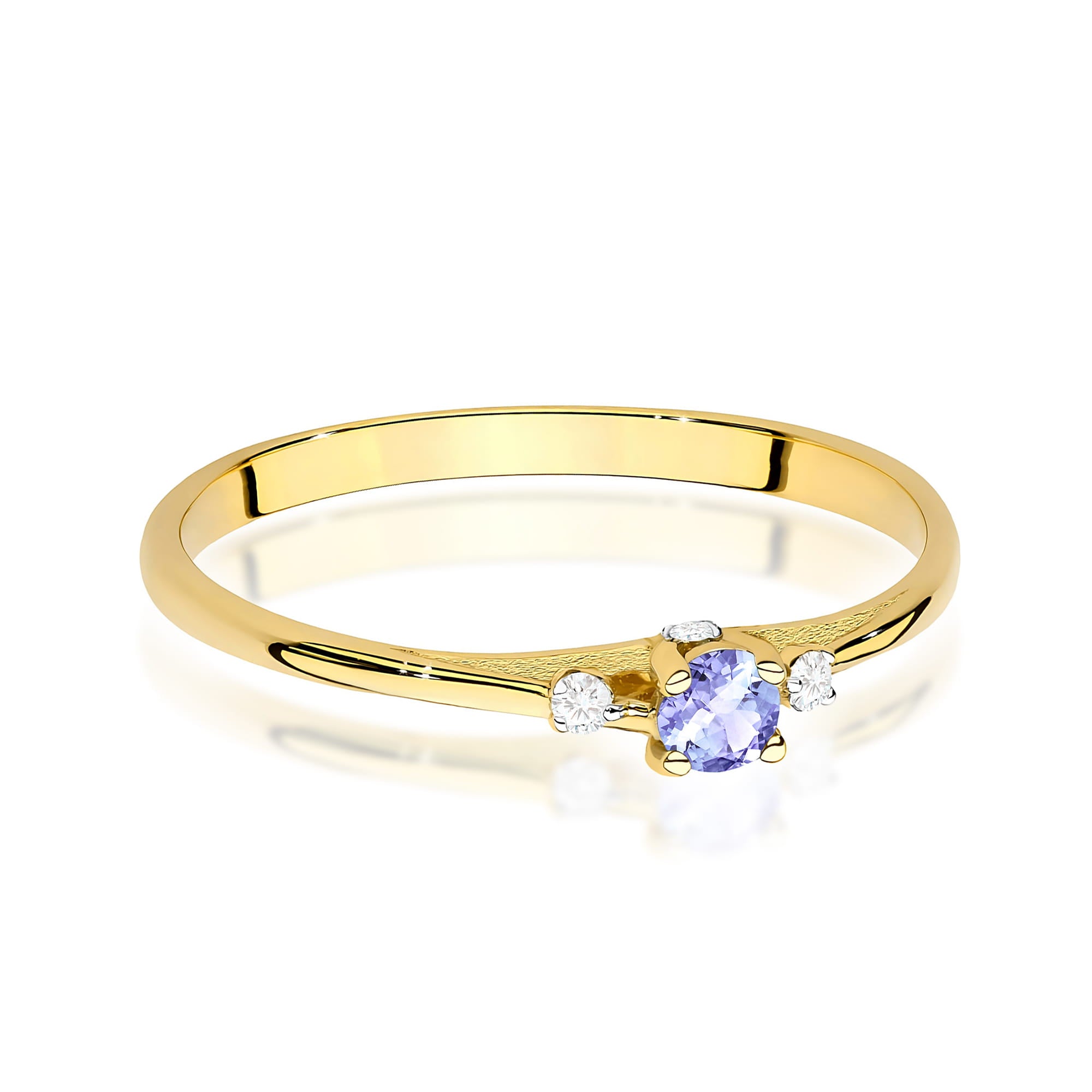 Inel Aur 9K cu Tanzanit 0.15 ct si Diamante Naturale 0.05 ct